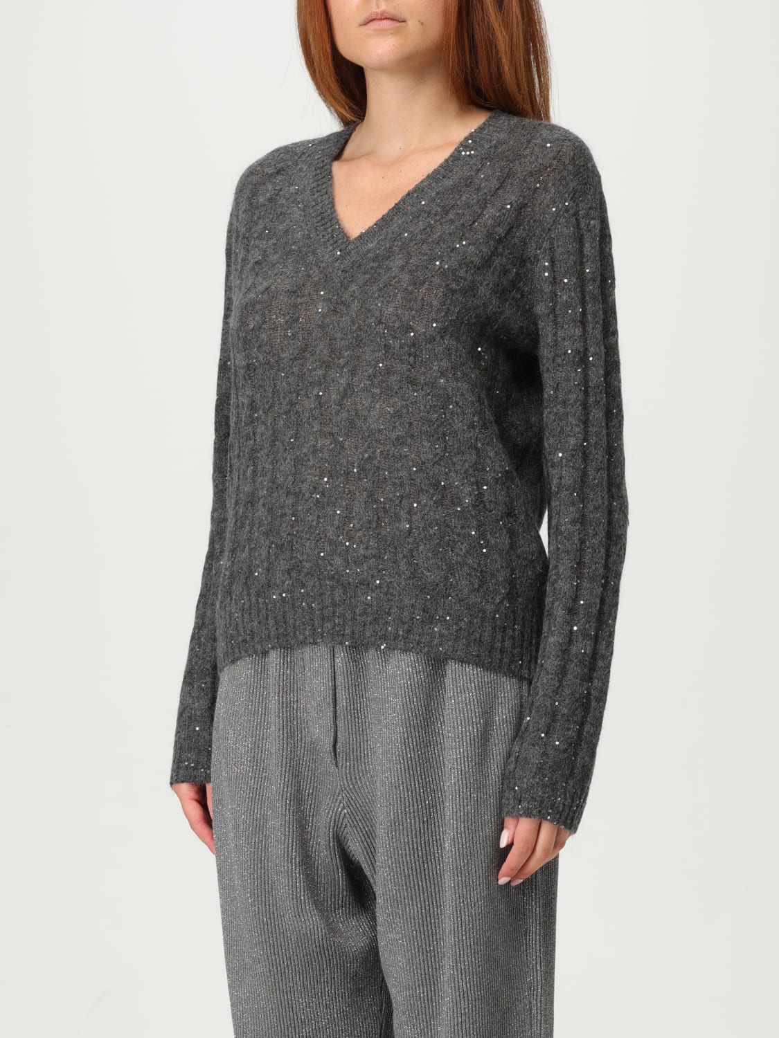 BRUNELLO CUCINELLI SWEATER: Sweater woman Brunello Cucinelli, Grey - Img 4