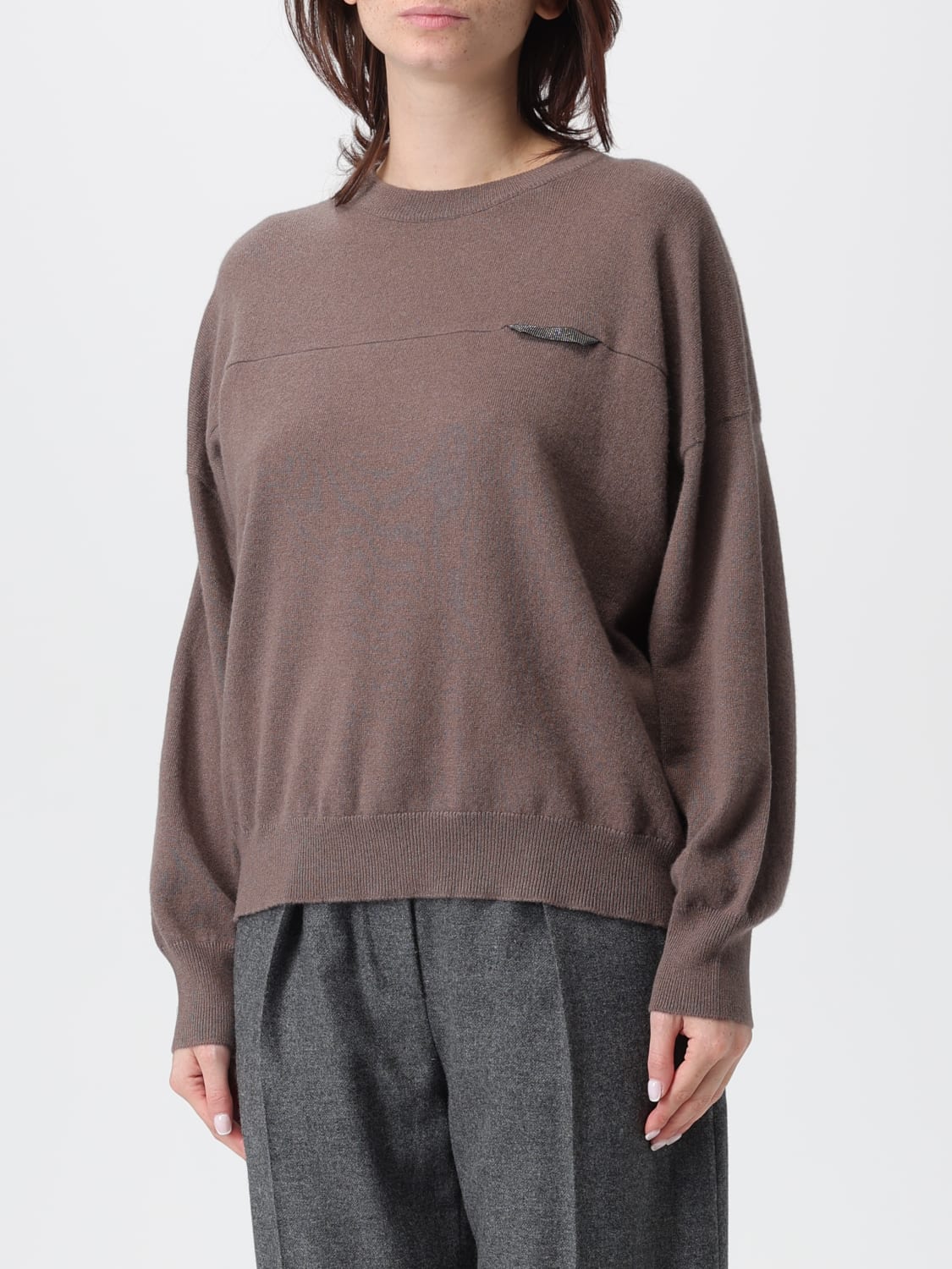 BRUNELLO CUCINELLI SWEATER: Sweater woman Brunello Cucinelli, Cocoa - Img 4