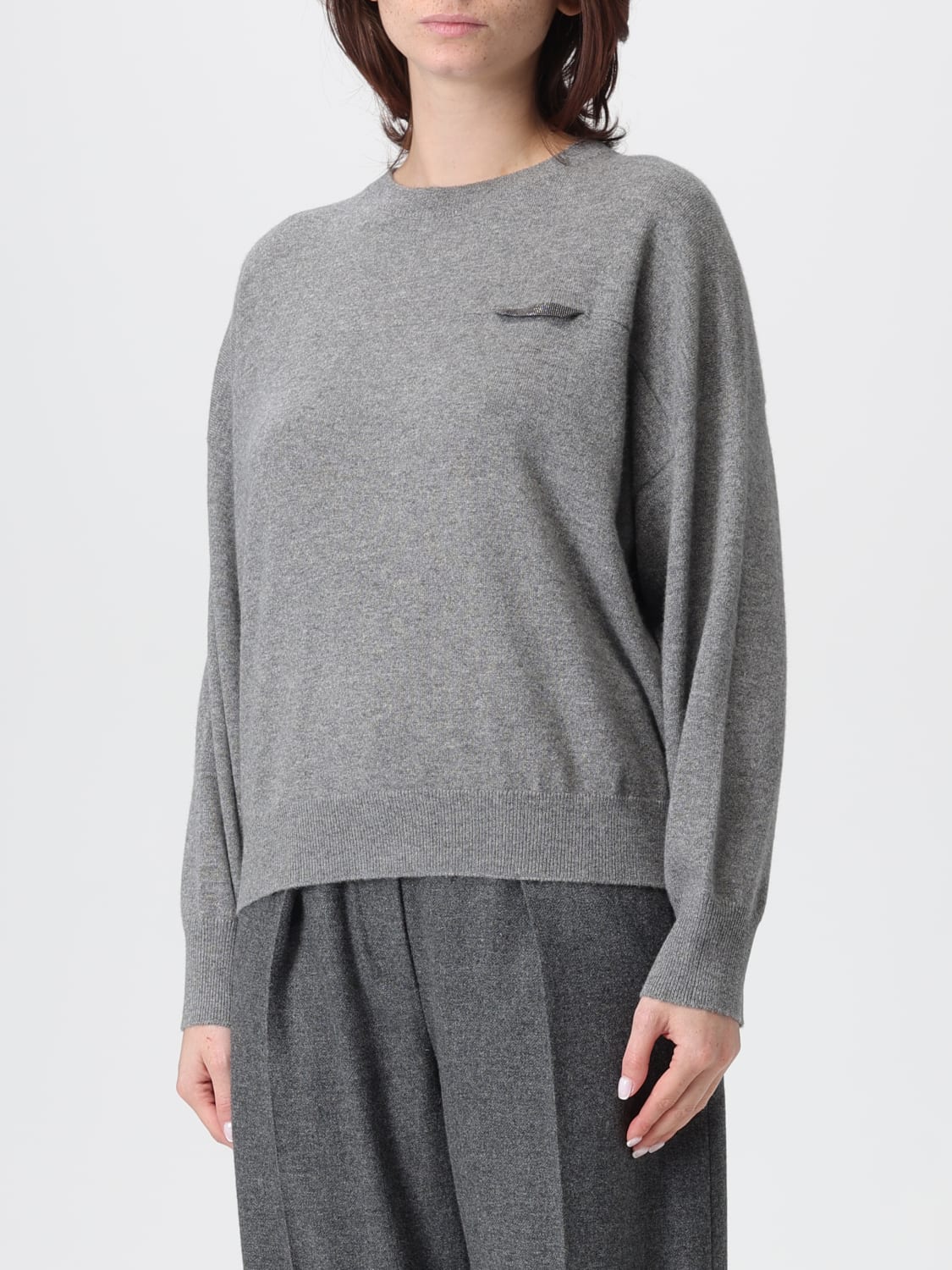 BRUNELLO CUCINELLI SWEATER: Sweater woman Brunello Cucinelli, Grey 1 - Img 4