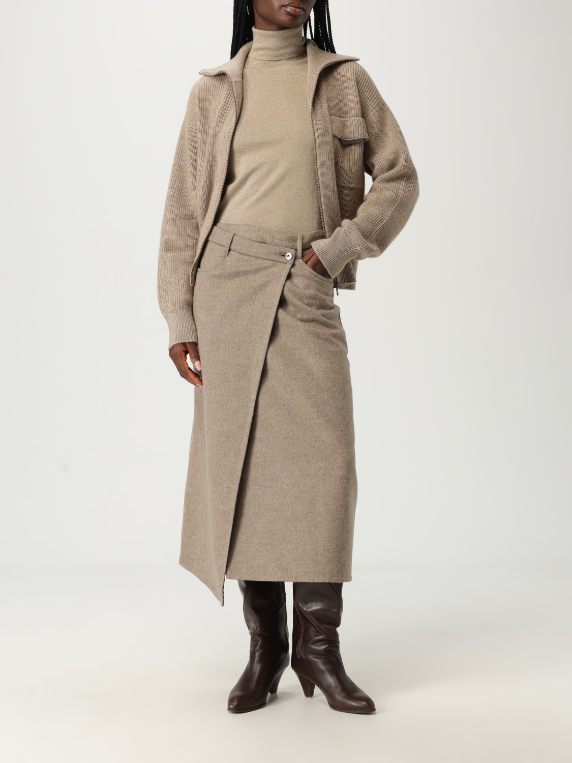 BRUNELLO CUCINELLI JERSEY: Cárdigan mujer Brunello Cucinelli, Marrón - Img 2