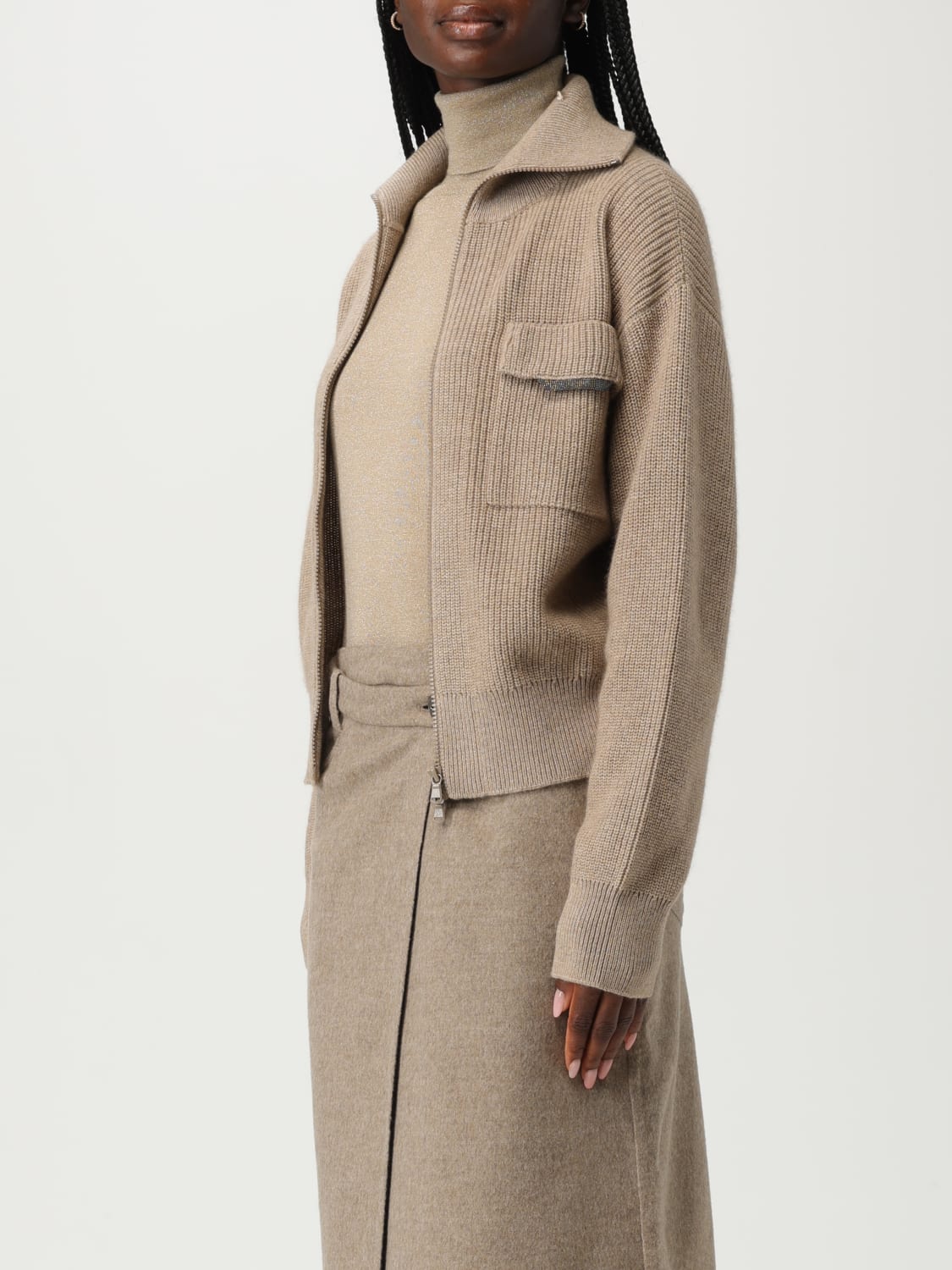 BRUNELLO CUCINELLI JERSEY: Cárdigan mujer Brunello Cucinelli, Marrón - Img 4