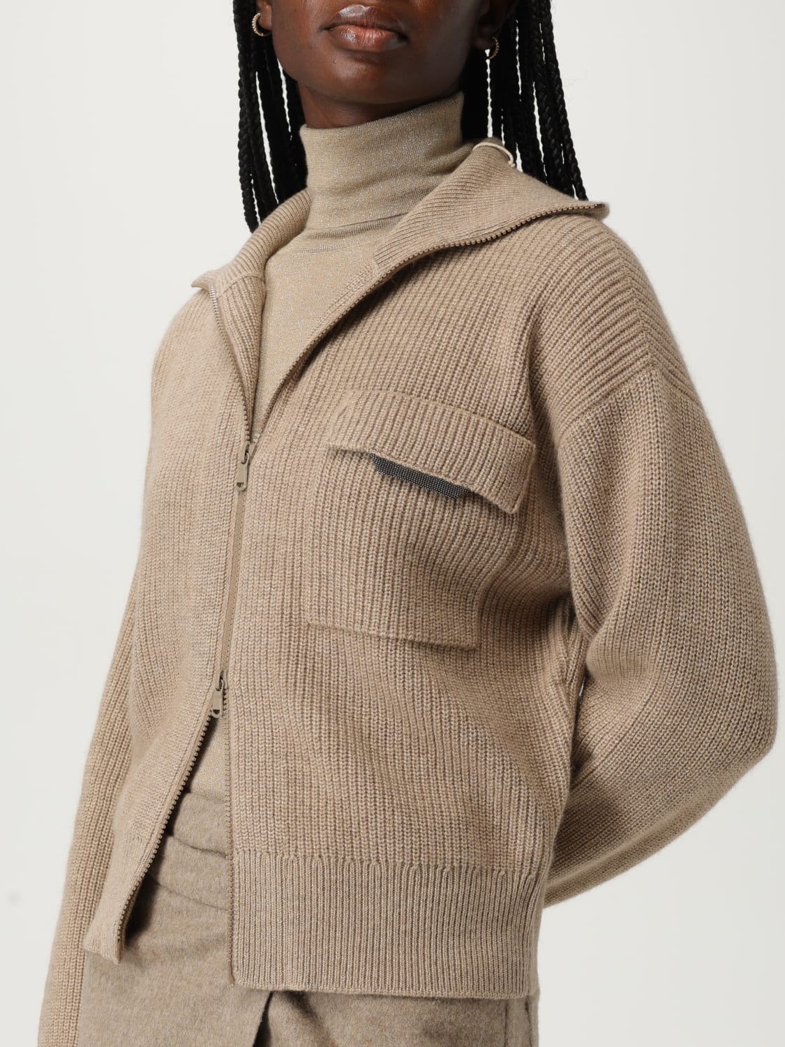 BRUNELLO CUCINELLI JERSEY: Cárdigan mujer Brunello Cucinelli, Marrón - Img 5