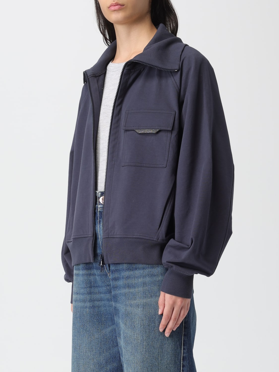 BRUNELLO CUCINELLI SWEATSHIRT: Pullover damen Brunello Cucinelli, Blau - Img 4