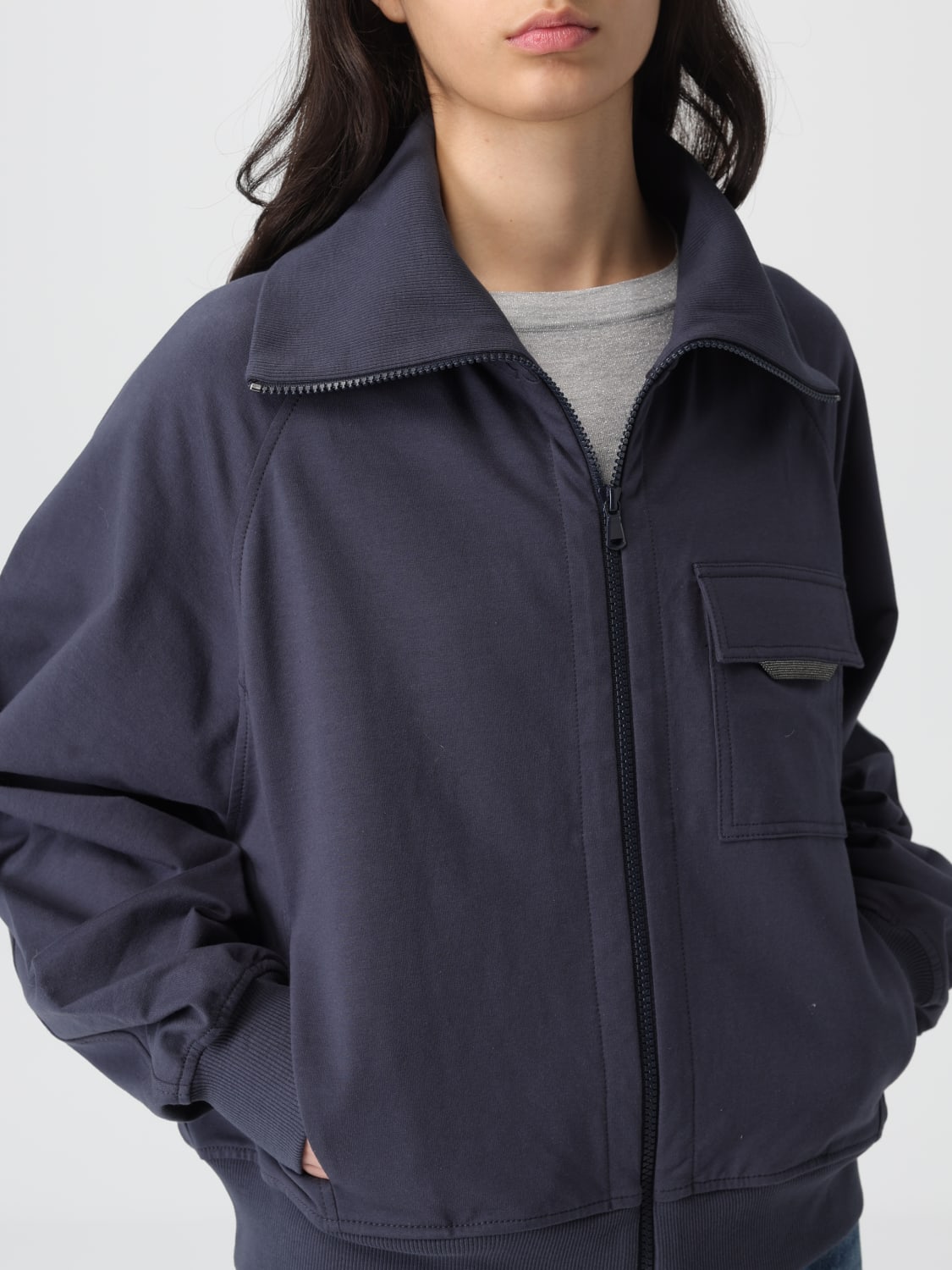 BRUNELLO CUCINELLI SWEATSHIRT: Pullover damen Brunello Cucinelli, Blau - Img 5