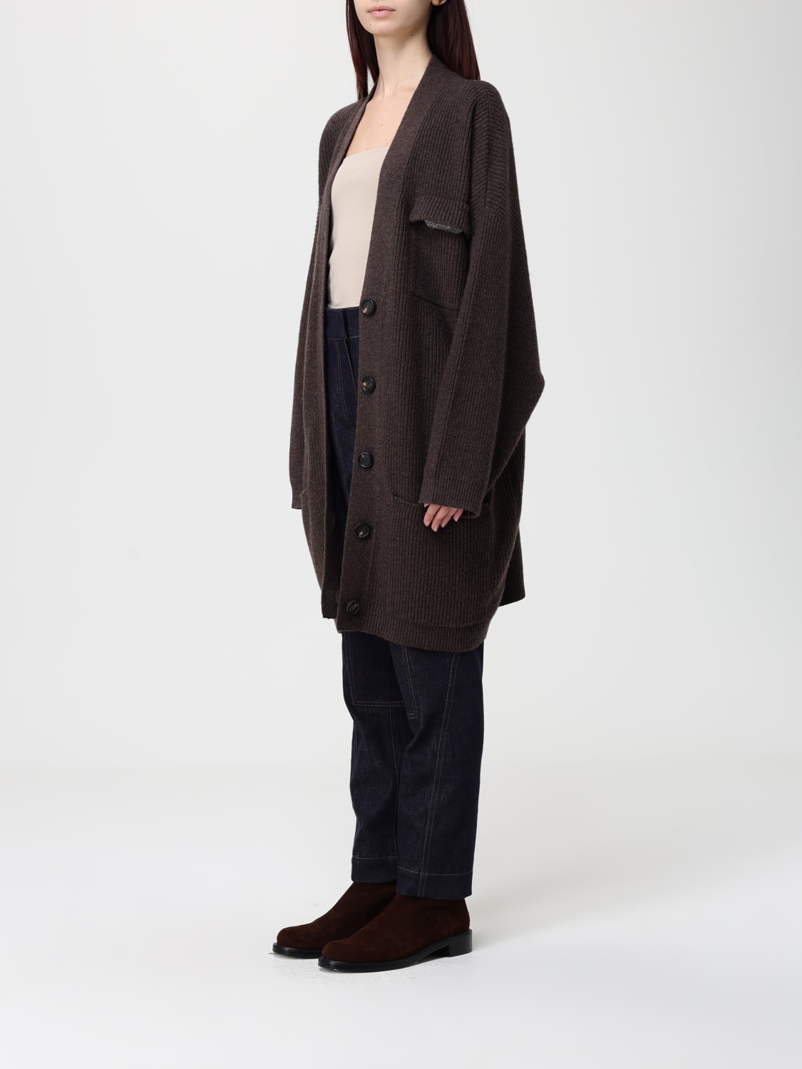 BRUNELLO CUCINELLI SWEATER: Cardigan woman Brunello Cucinelli, Brown - Img 4