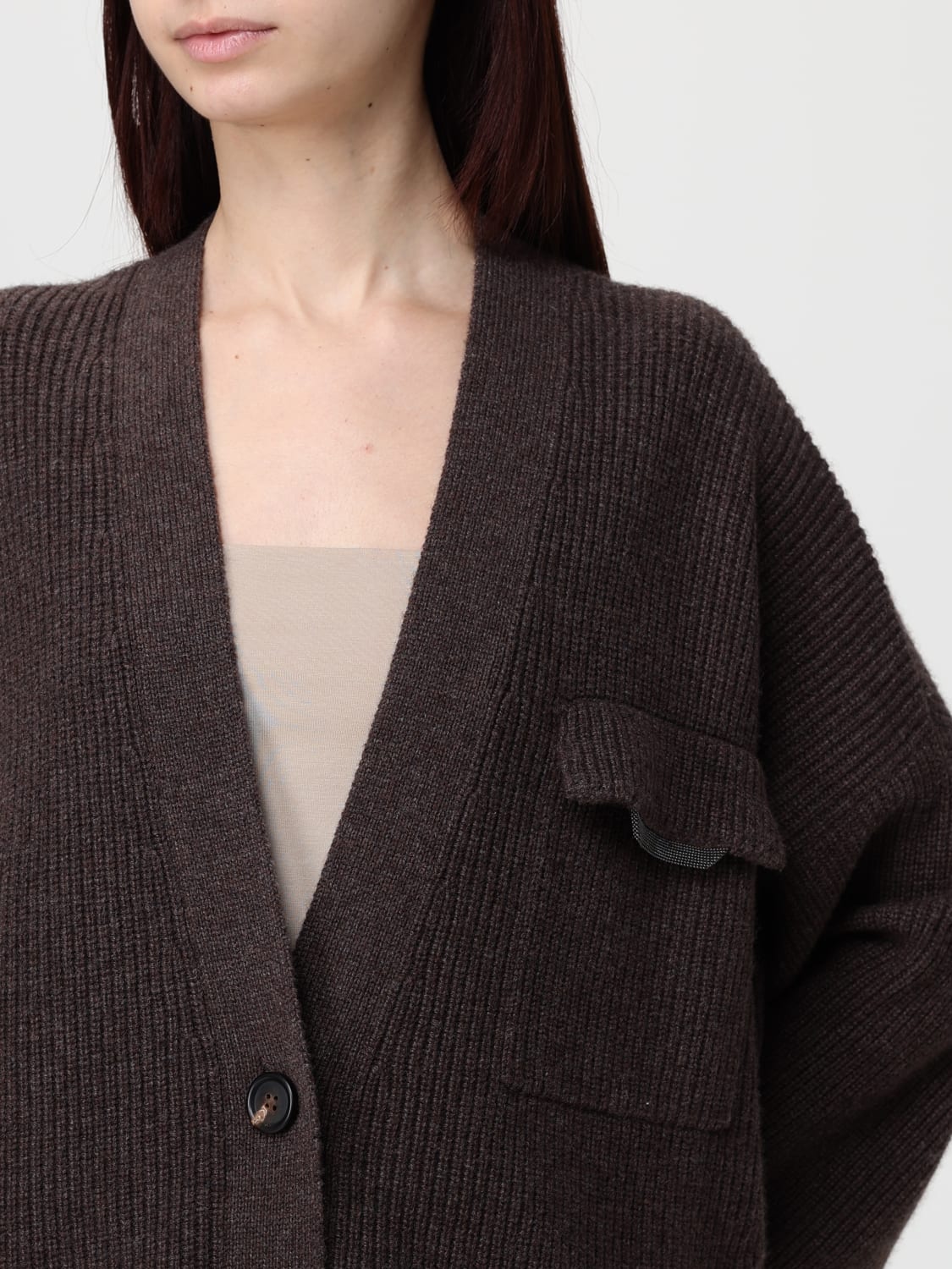 BRUNELLO CUCINELLI SWEATER: Cardigan woman Brunello Cucinelli, Brown - Img 5