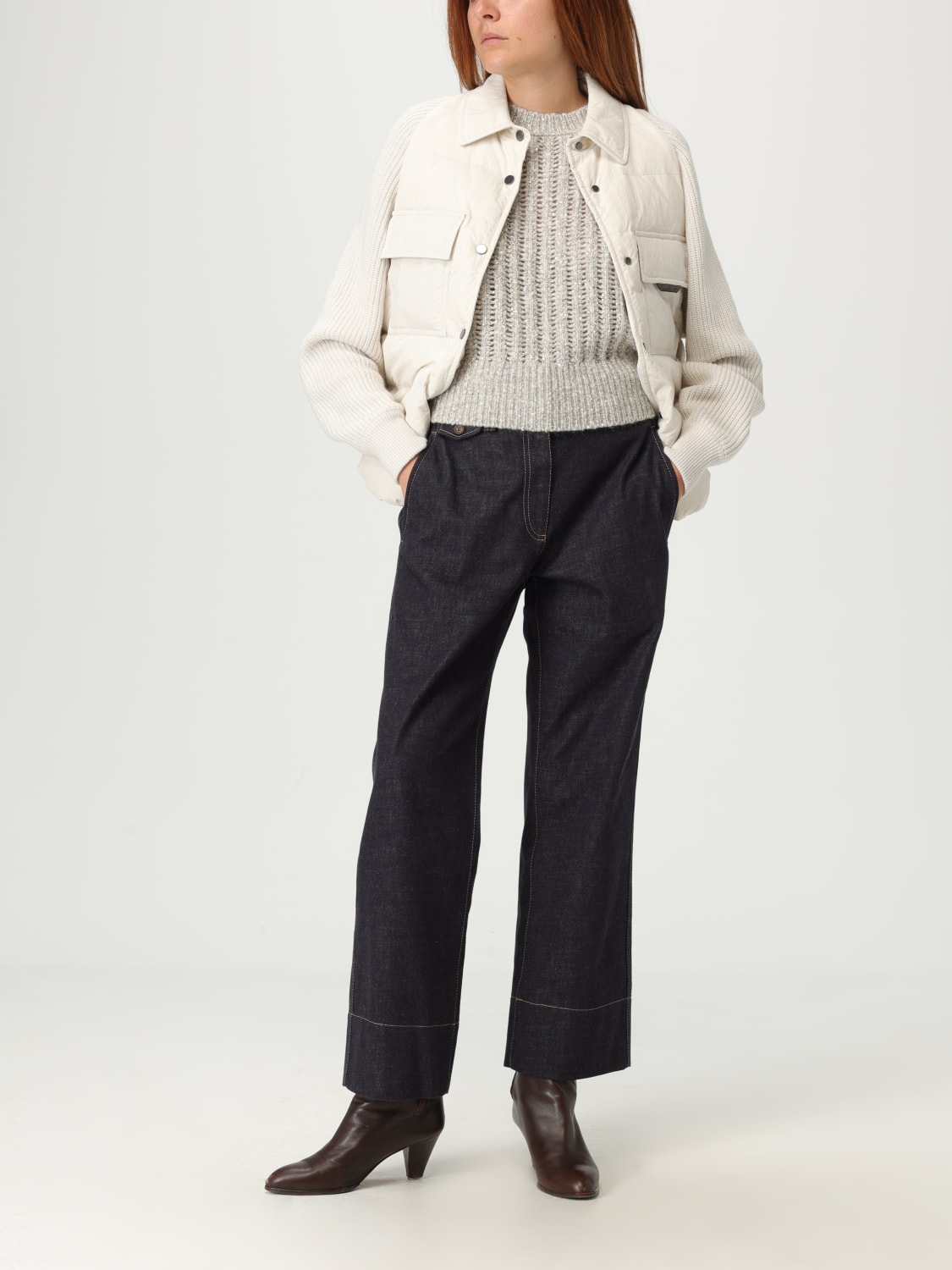 BRUNELLO CUCINELLI GILET: Gilet Brunello Cucinelli in maglia con paillettes ricamate, Avorio - Img 2