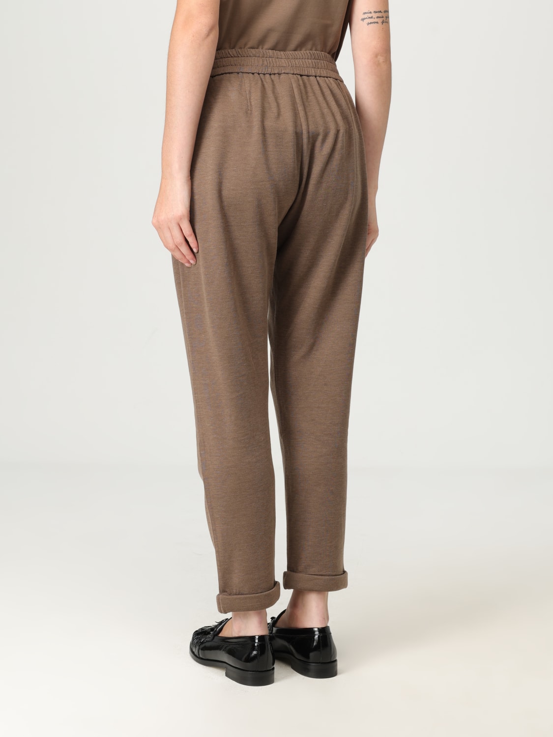 BRUNELLO CUCINELLI 裤子: 裤子 女士 Brunello Cucinelli, 棕色 - Img 3