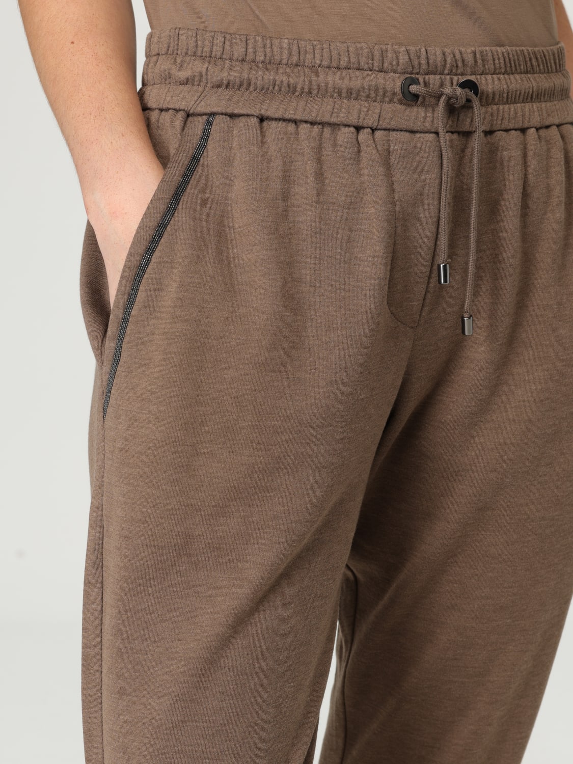 BRUNELLO CUCINELLI 裤子: 裤子 女士 Brunello Cucinelli, 棕色 - Img 5