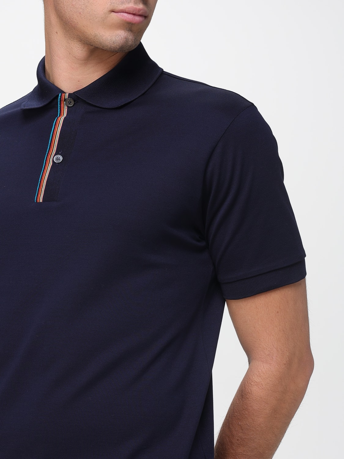 PS PAUL SMITH POLO: Polo in cotone con dettagli a righe multicolor Ps Paul Smith, Blue - Img 3
