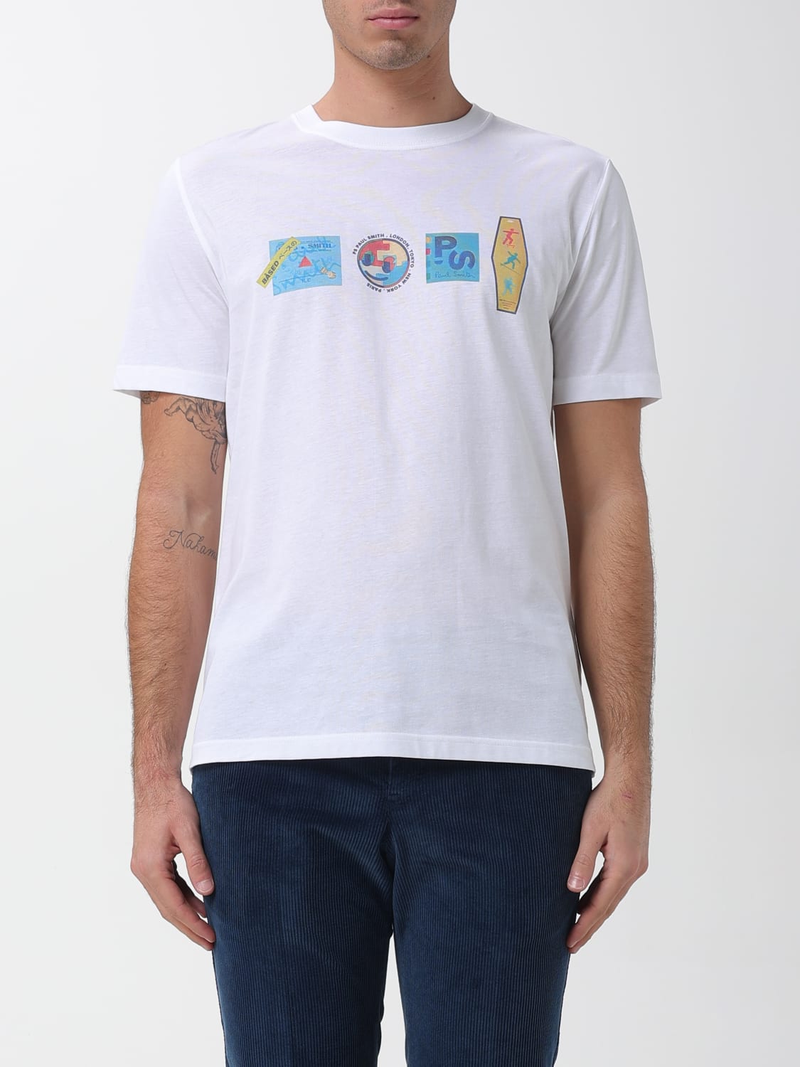 PS PAUL SMITH T-SHIRT: T-shirt in cotone con stampa Ps Paul Smith, Bianco - Img 1