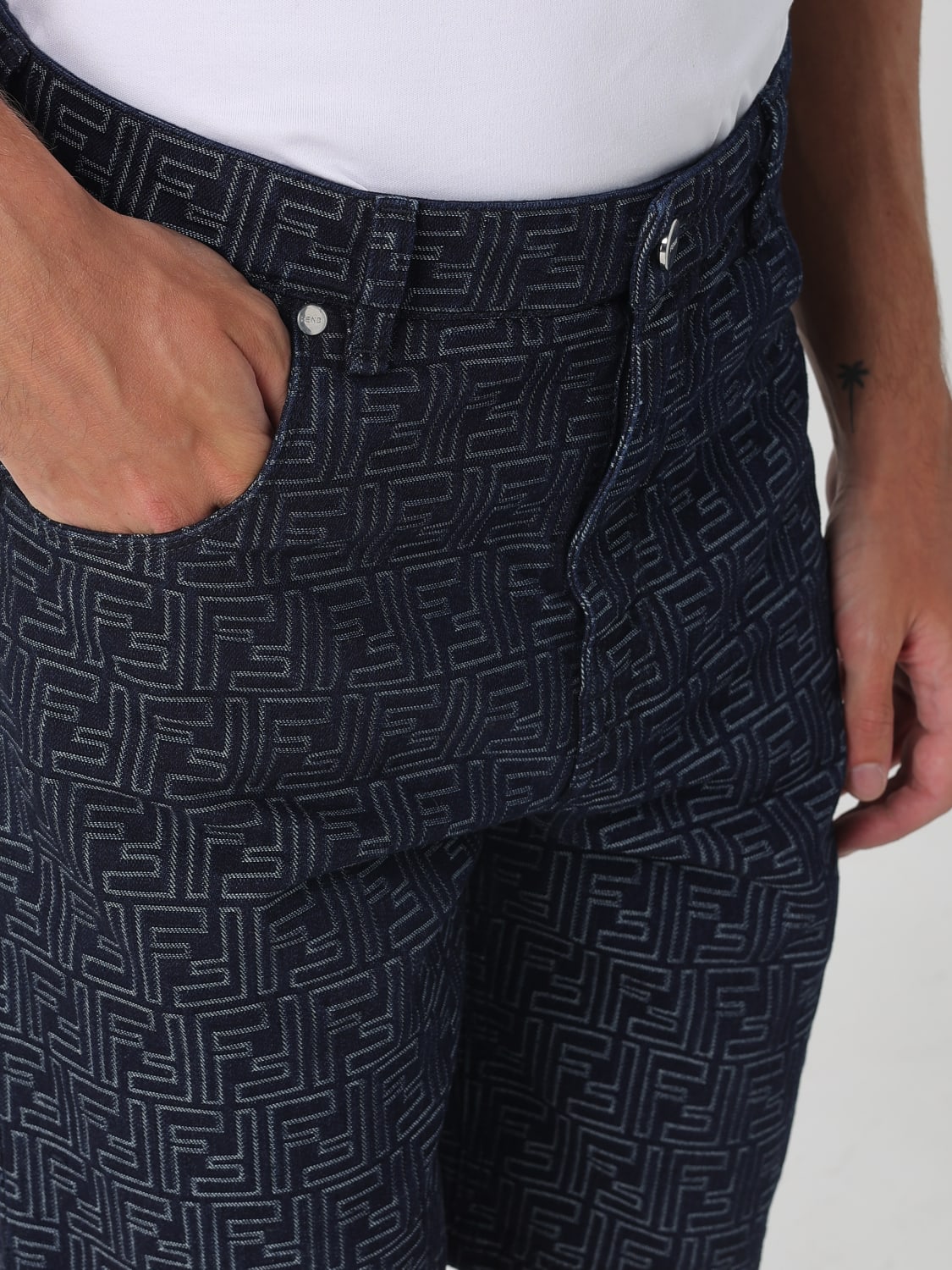 FENDI PANTALONES CORTOS: Pantalones cortos hombre Fendi, Índigo - Img 4