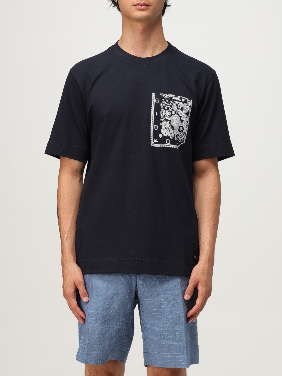 FENDI T-SHIRT: T-shirt men Fendi, Blue - Img 1