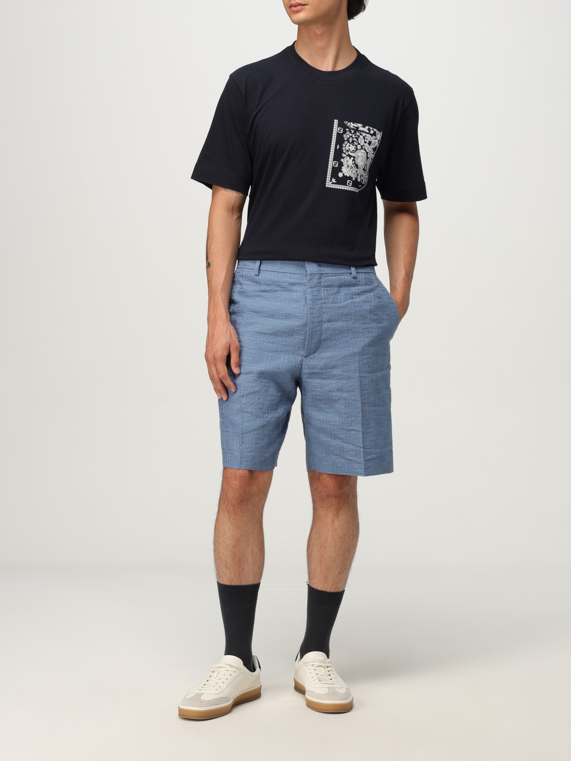 FENDI T-SHIRT: T-shirt men Fendi, Blue - Img 2