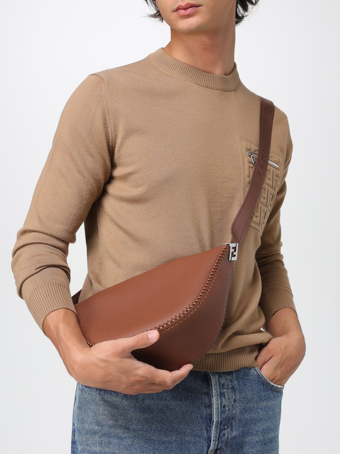 FENDI SHOULDER BAG: Bags men Fendi, Brown - Img 2