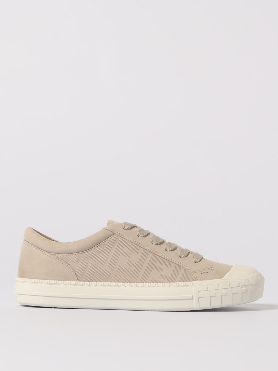 FENDI SNEAKERS: Sneakers Domino Fendi in nabuk , Beige - Img 1