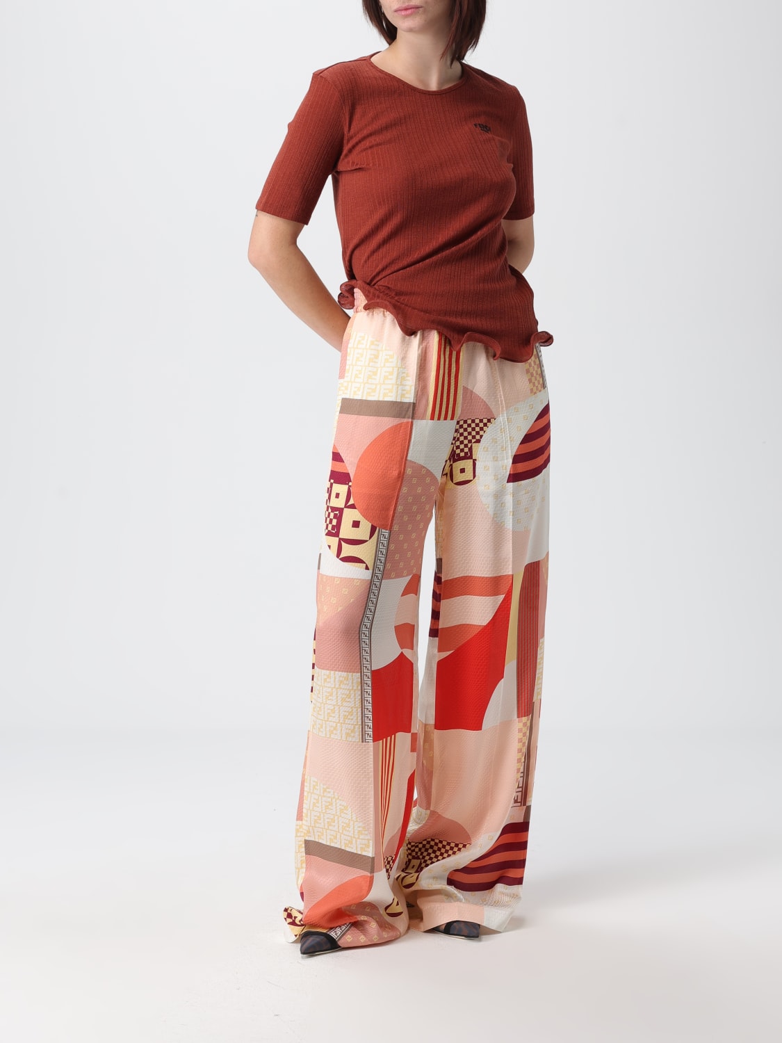 FENDI PANTS: Pants woman Fendi, Peach - Img 2