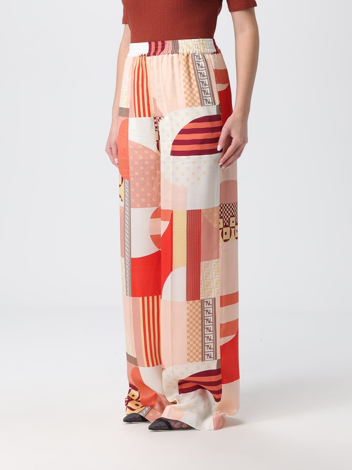 FENDI PANTS: Pants woman Fendi, Peach - Img 4