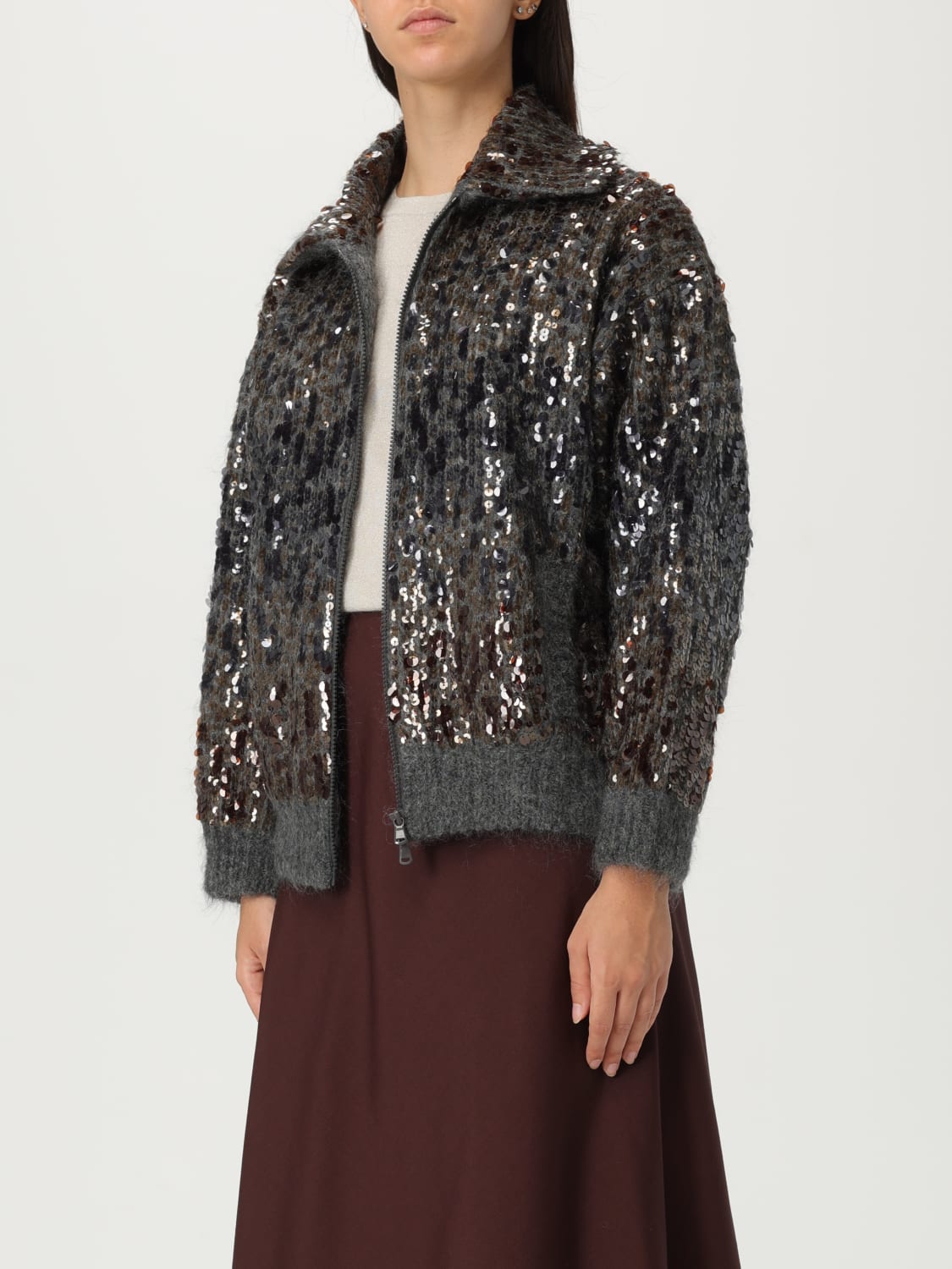 BRUNELLO CUCINELLI SWEATER: Sweater woman Brunello Cucinelli, Grey - Img 4