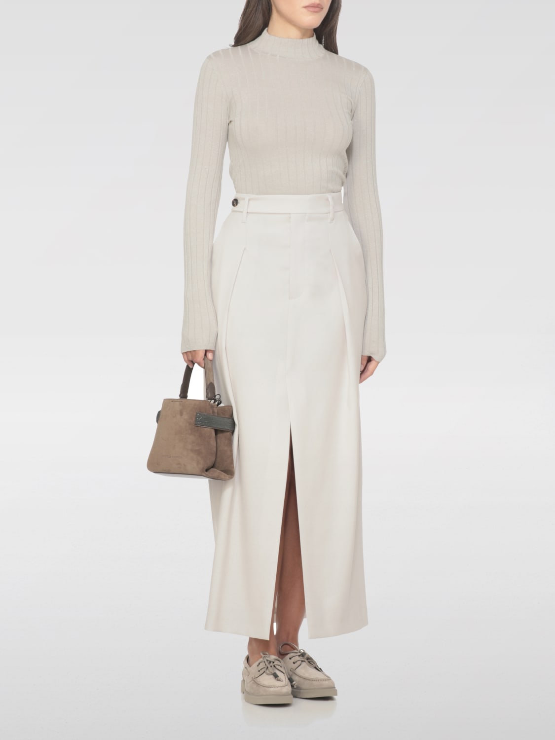 BRUNELLO CUCINELLI PULL: Pull femme Brunello Cucinelli, Gris - Img 2