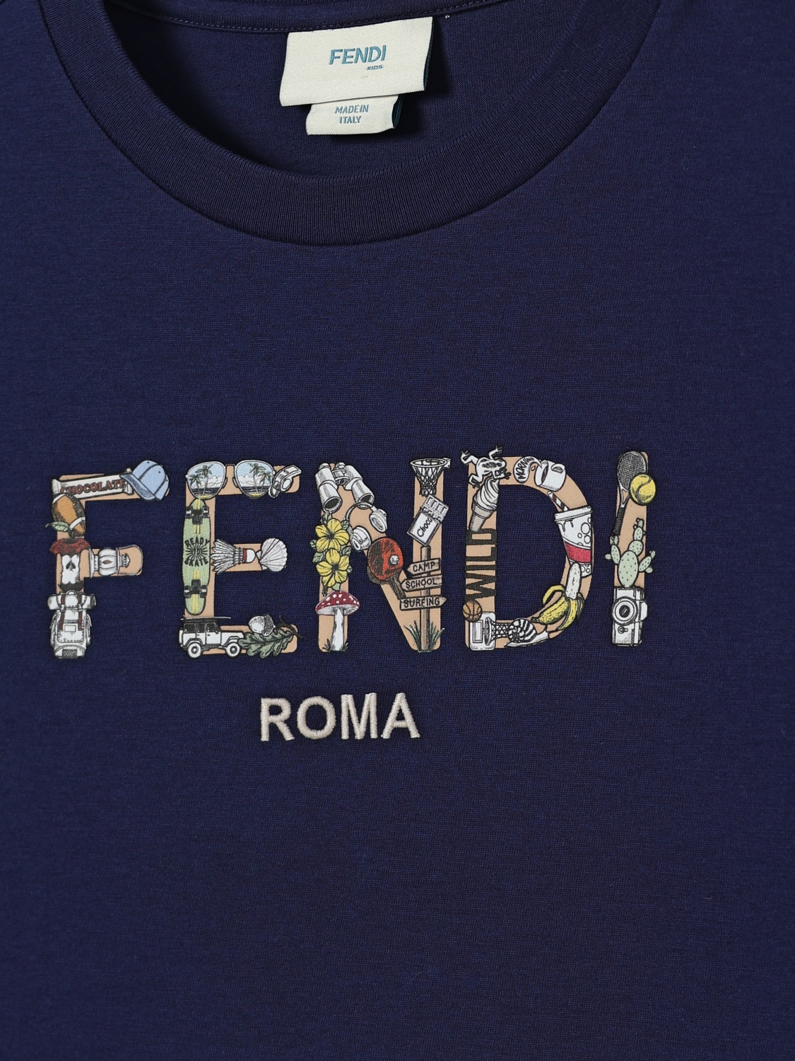 FENDI T-SHIRT: T-shirt kids Fendi, Blue - Img 3