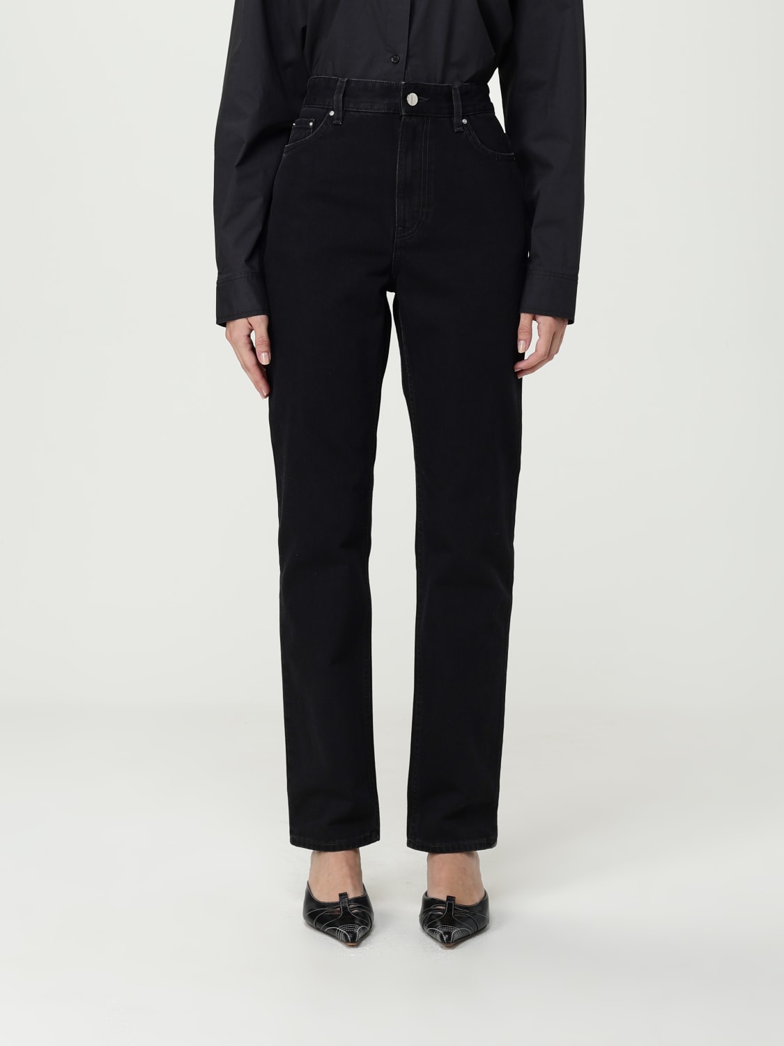 TOTEME JEANS: Jeans Toteme in denim di cotone , Nero - Img 1