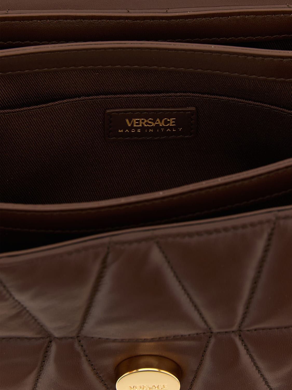 VERSACE MINI BAG: Shoulder bag woman Versace, Brown - Img 4