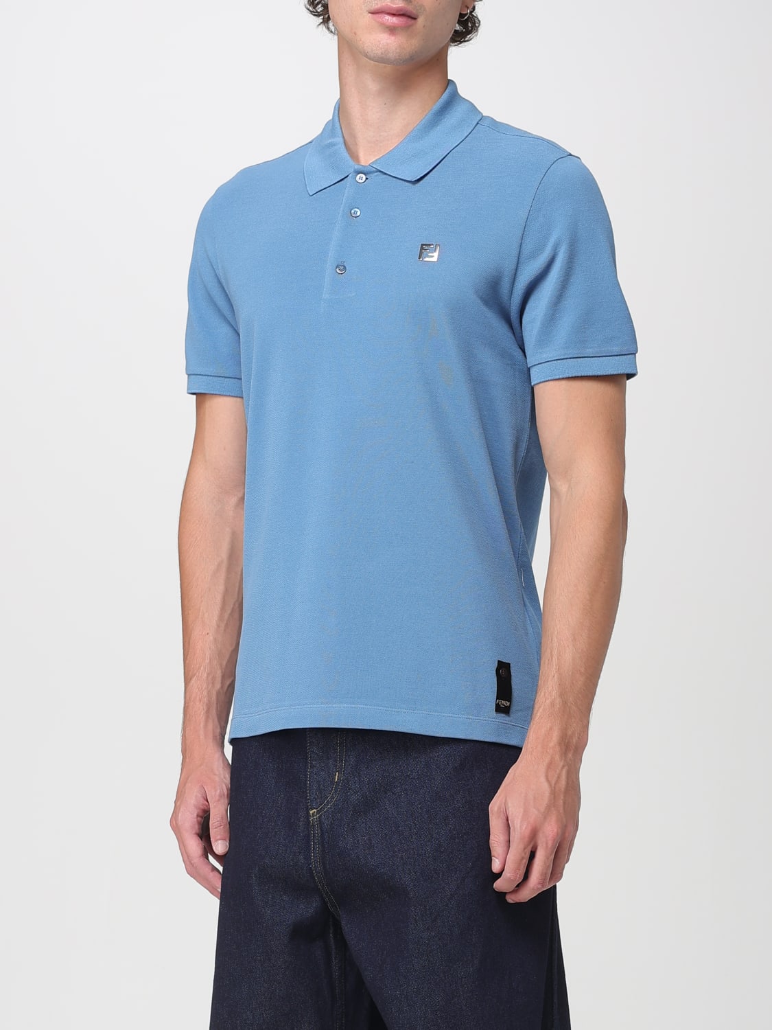 FENDI POLO SHIRT: Polo shirt men Fendi, Gnawed Blue - Img 4