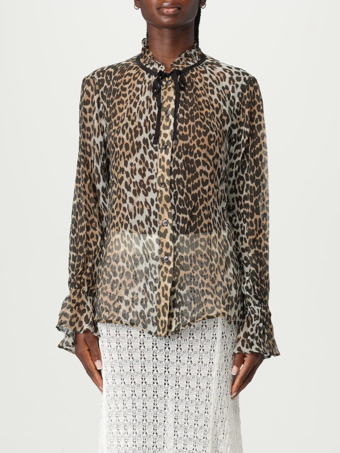 GANNI HEMDBLUSE: Hemdbluse damen Ganni, Braun - Img 1