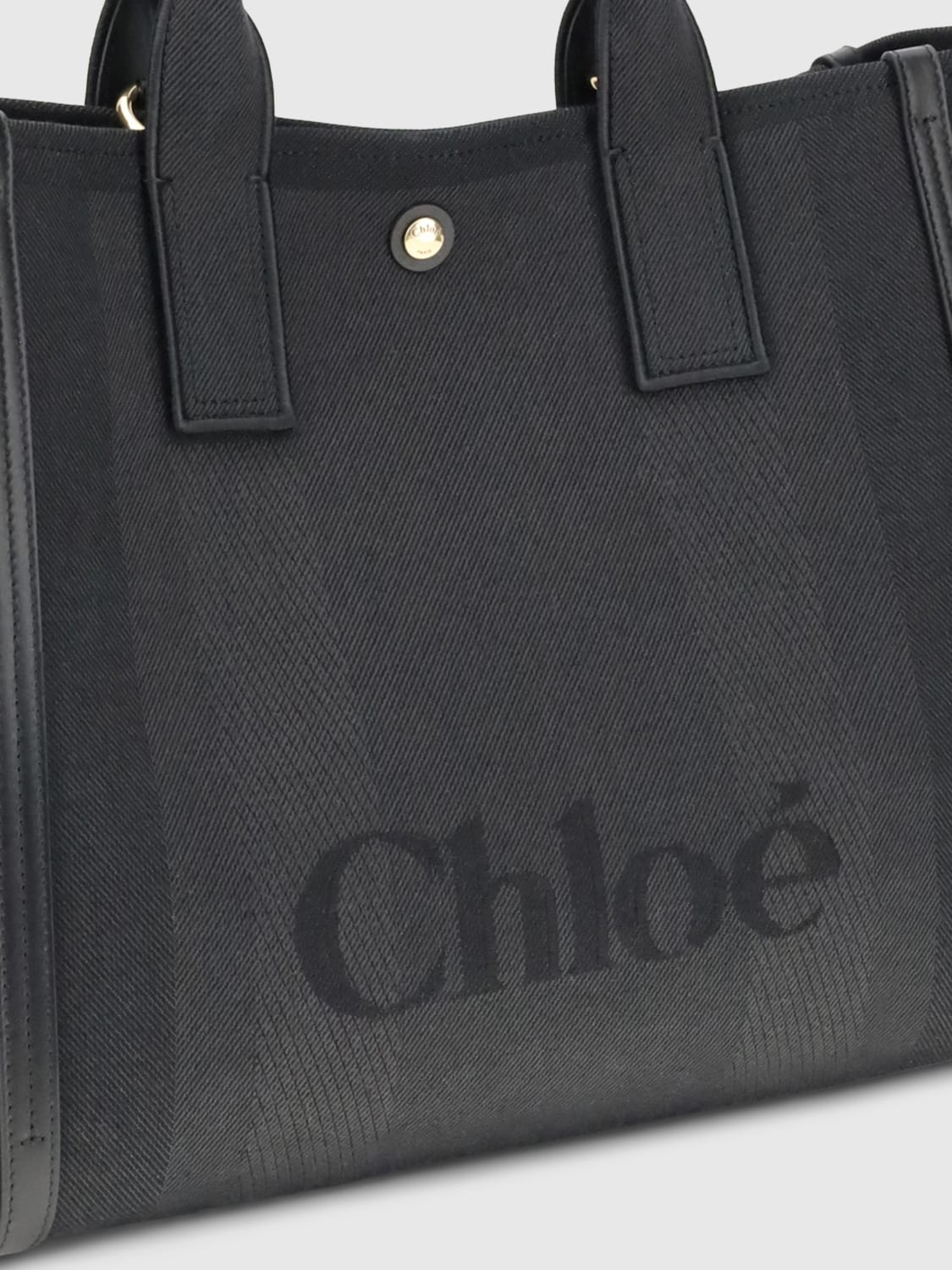 CHLOÉ BORSA A MANO: Borsa Carry Chloé in canvas , Nero - Img 3