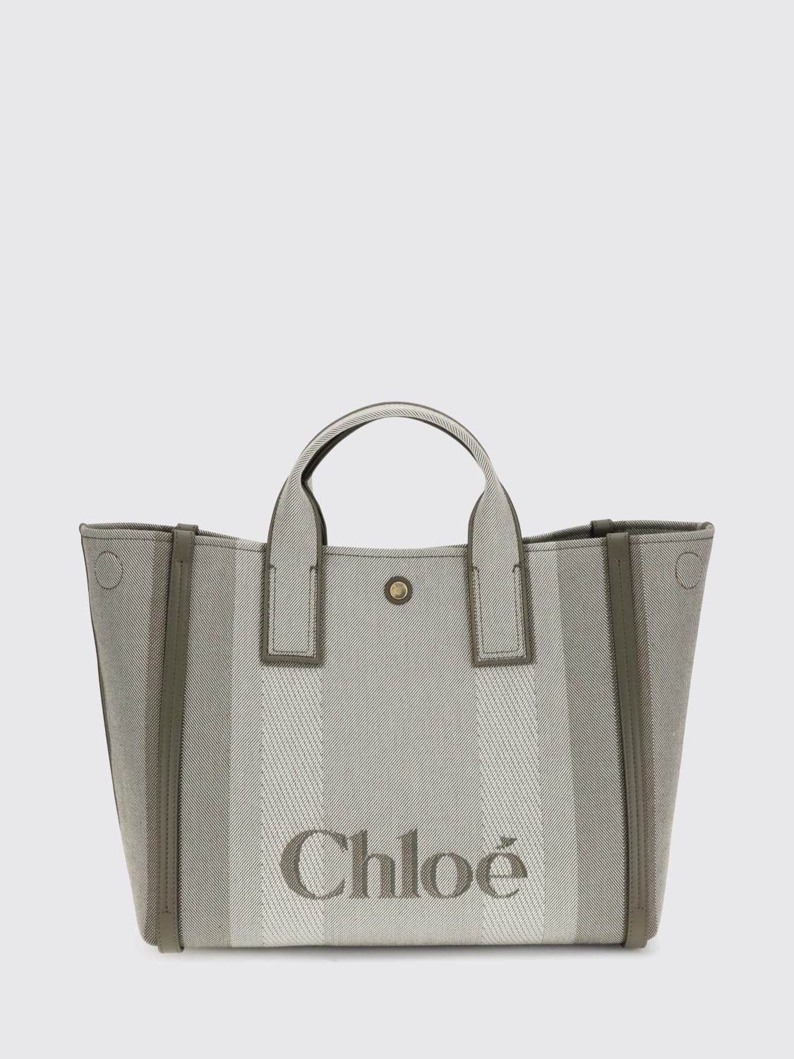 CHLOÉ BORSA A MANO: Borsa Carry Chloé in canvas , Grigio - Img 1