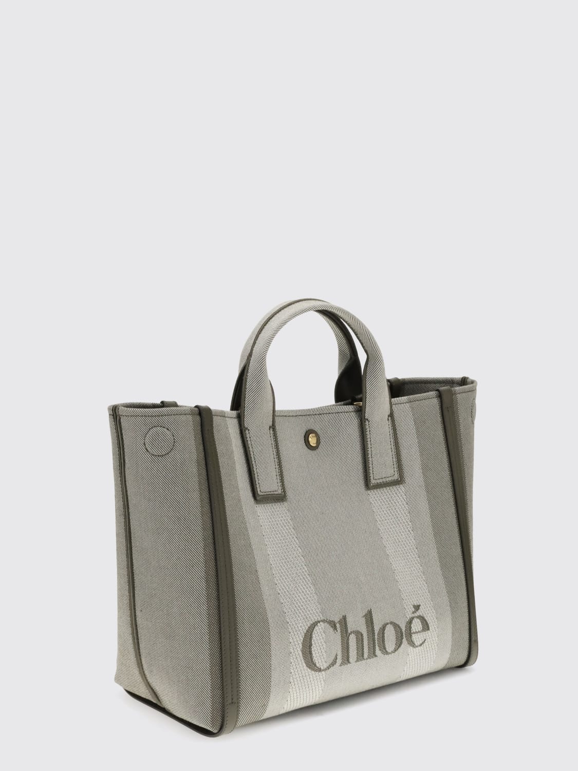 CHLOÉ BORSA A MANO: Borsa Carry Chloé in canvas , Grigio - Img 2