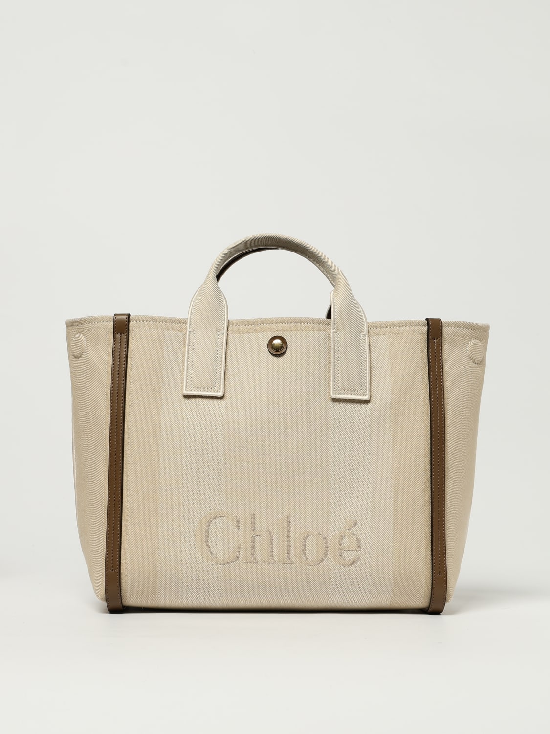 CHLOÉ BORSA A MANO: Borsa Carry Chloé in canvas , Beige - Img 1