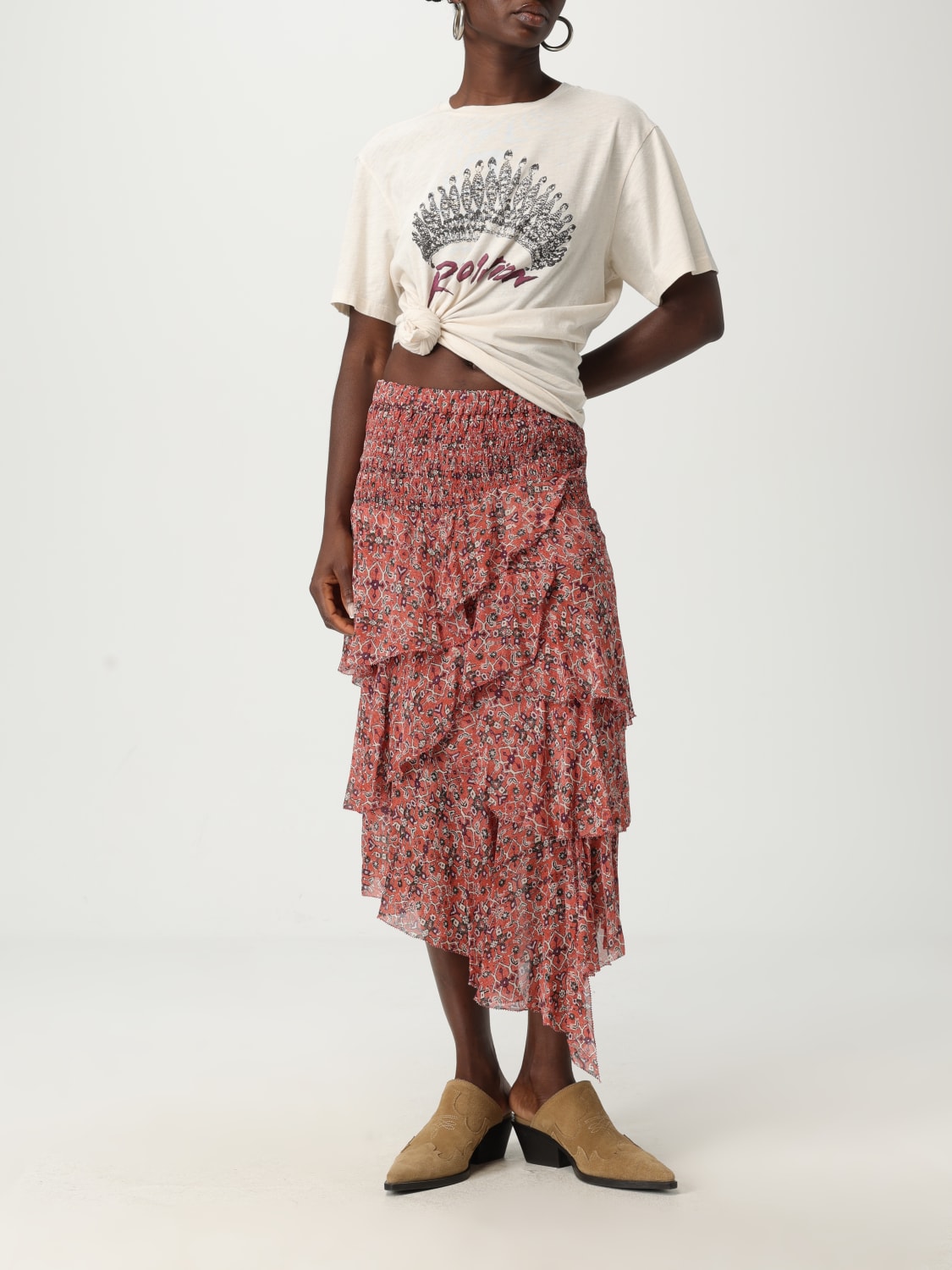 ISABEL MARANT ETOILE GONNA: Gonna Isabel Marant Etoile in viscosa stampata, Ruggine - Img 2