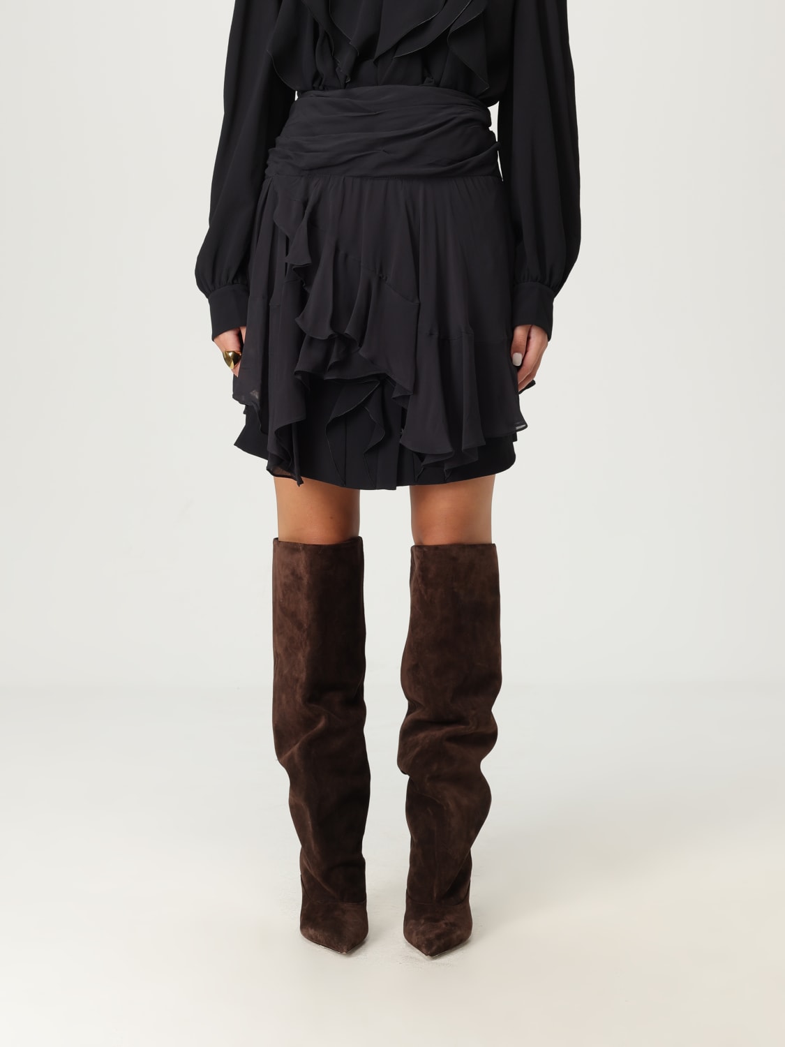 ISABEL MARANT ETOILE GONNA: Gonna Isabel Marant Etoile in viscosa con stampa animalier , Nero - Img 1