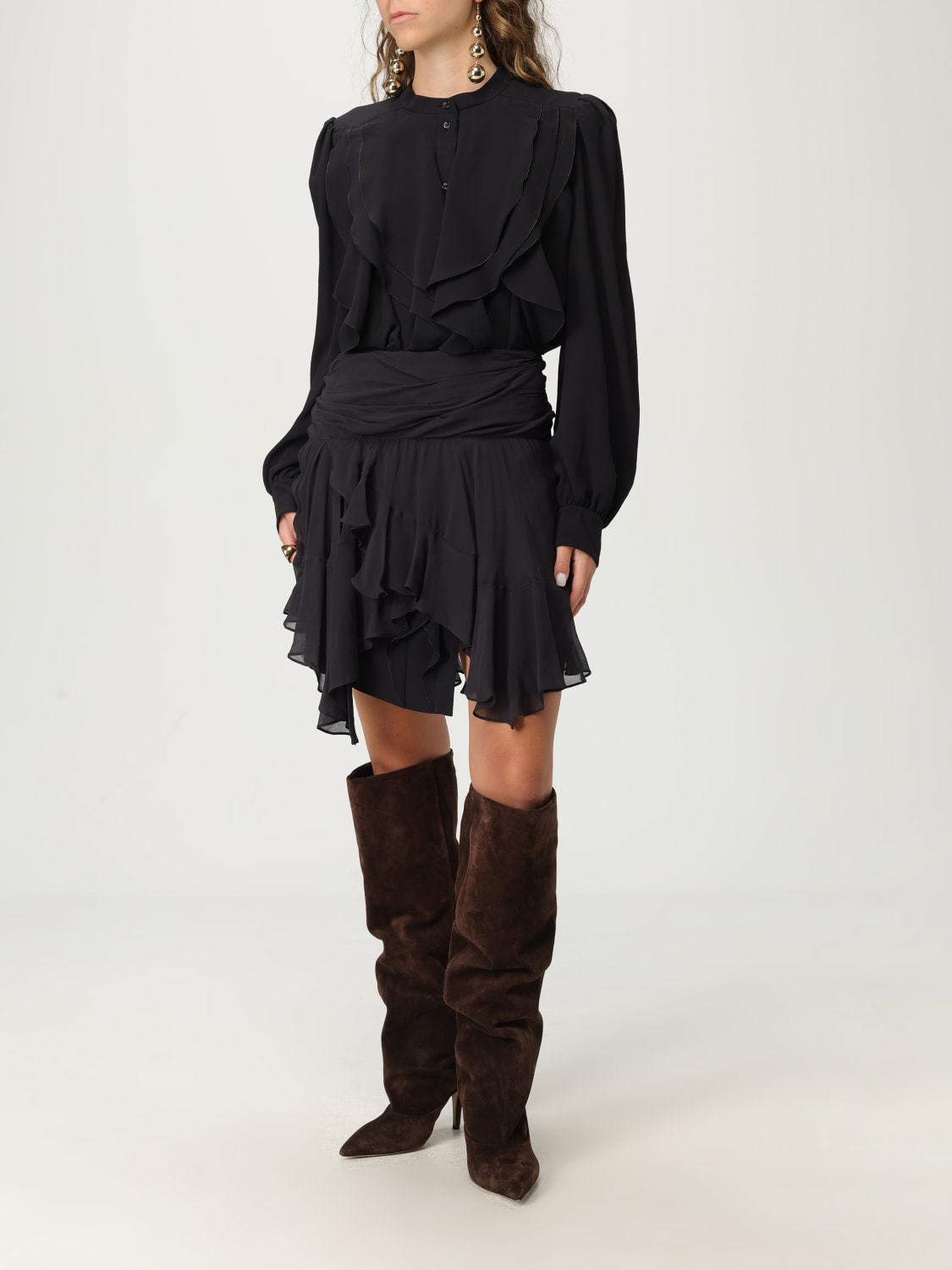 ISABEL MARANT ETOILE GONNA: Gonna Isabel Marant Etoile in viscosa con stampa animalier , Nero - Img 2