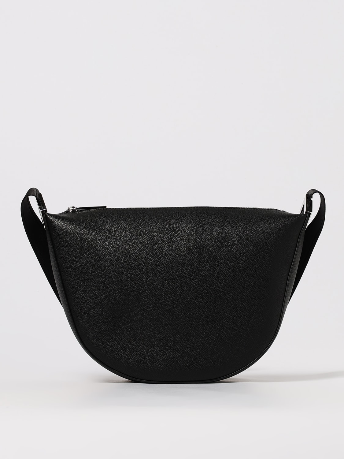 FENDI BORSA A TRACOLLA: Borsa Melon Medium Squared FF Fendi in pelle a grana , Nero - Img 1