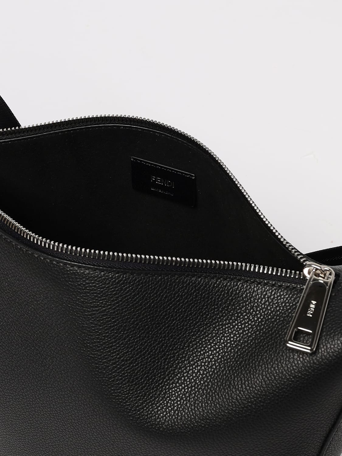 FENDI BORSA A TRACOLLA: Borsa Melon Medium Squared FF Fendi in pelle a grana , Nero - Img 5