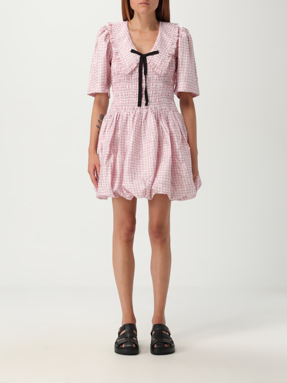 GANNI DRESS: Dress woman Ganni, Pink - Img 1