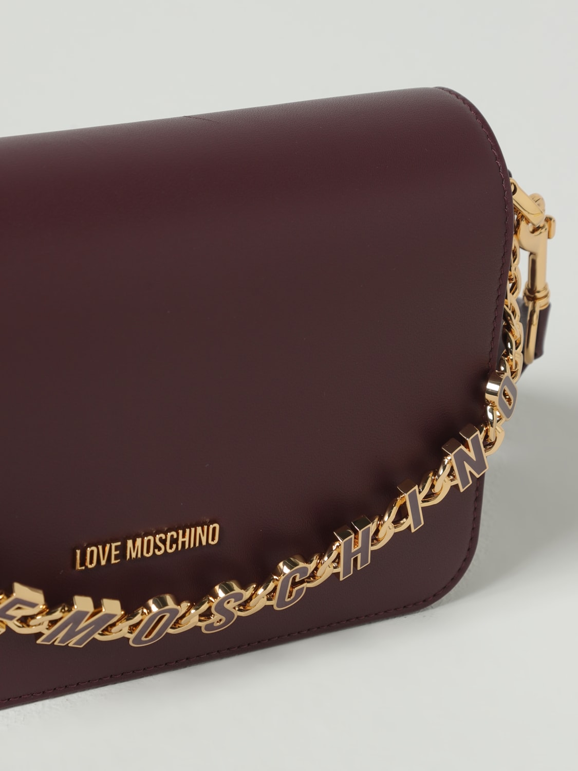 LOVE MOSCHINO BORSA A SPALLA: Borsa Love Moschino in pelle sintetica , Vino - Img 3
