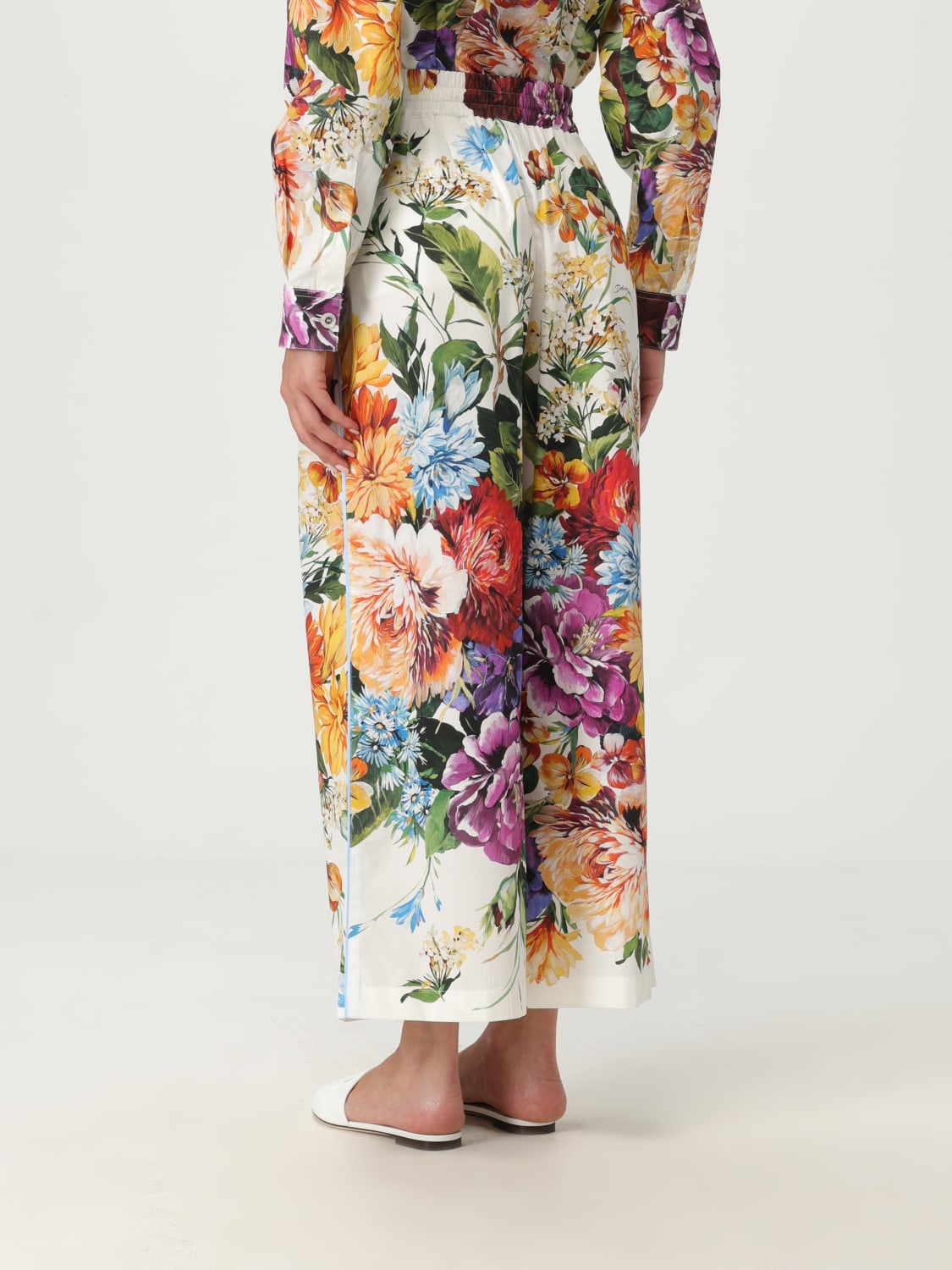 DOLCE & GABBANA PANTALONI: Pantalone Dolce & Gabbana in cotone con stampa floreale, Fantasia - Img 3