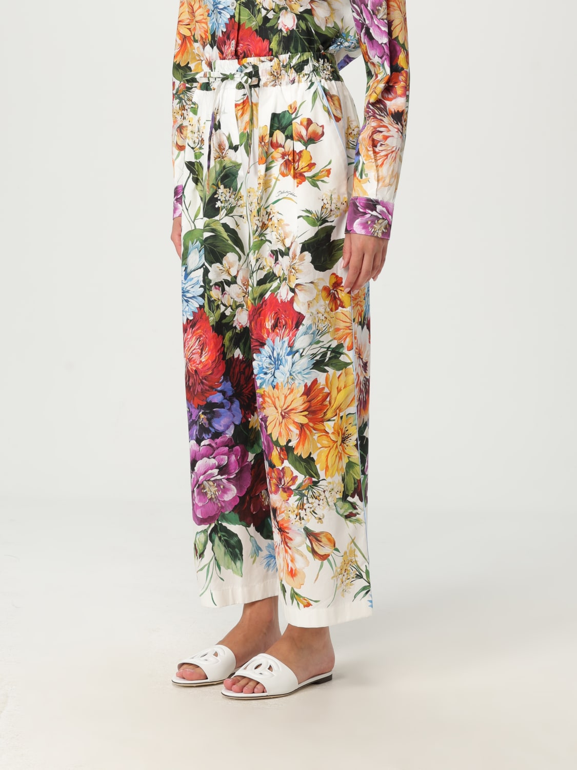 DOLCE & GABBANA PANTALONI: Pantalone Dolce & Gabbana in cotone con stampa floreale, Fantasia - Img 4
