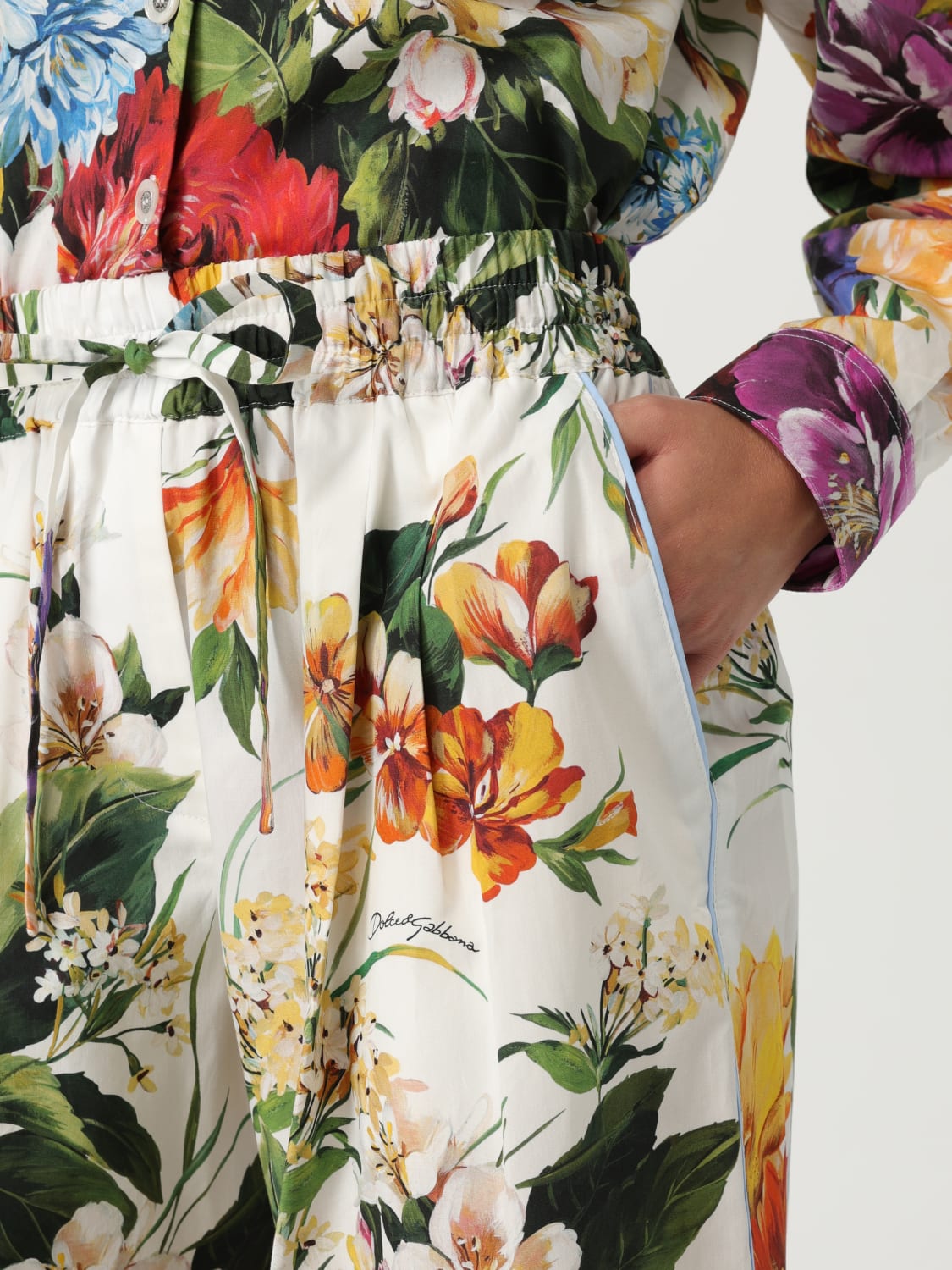 DOLCE & GABBANA PANTALONI: Pantalone Dolce & Gabbana in cotone con stampa floreale, Fantasia - Img 5