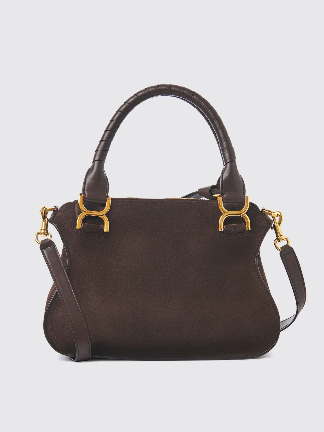 CHLOÉ BORSA A MANO: Borsa Marcie Small Chloé in camoscio, Marrone - Img 2