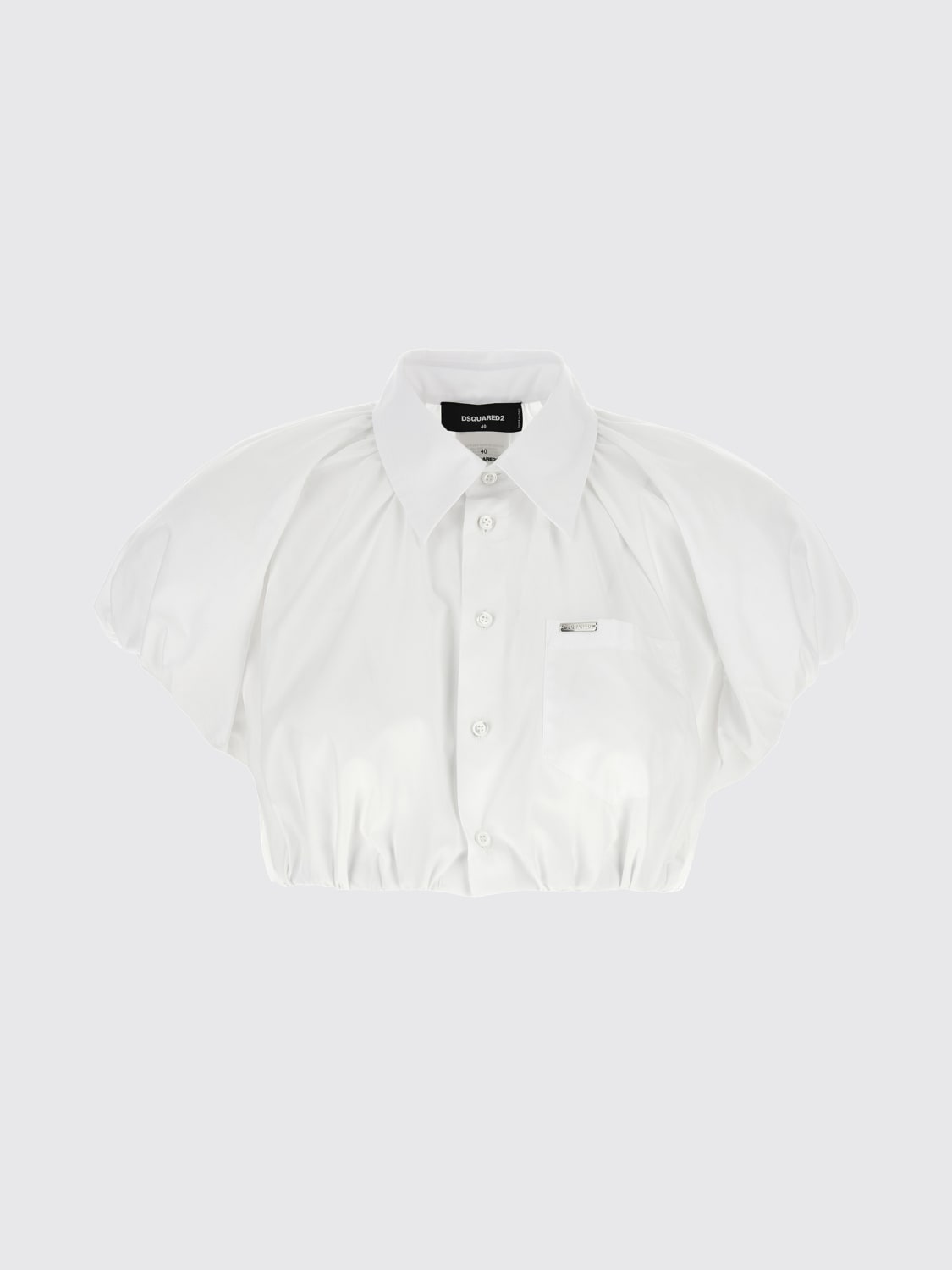 DSQUARED2 CAMICIA: Camicia cropped Dsquared2 in cotone , Bianco - Img 1