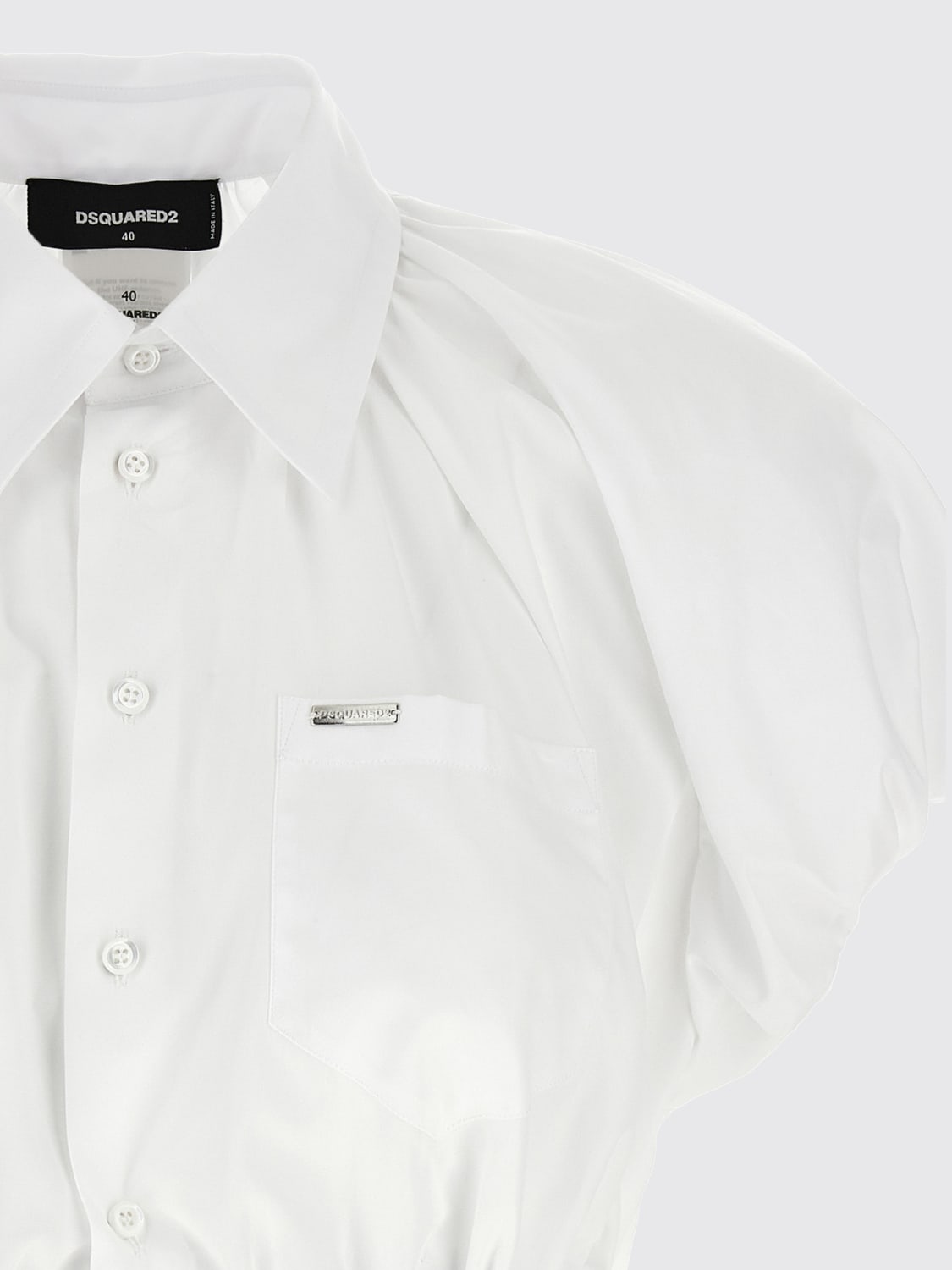 DSQUARED2 CAMICIA: Camicia cropped Dsquared2 in cotone , Bianco - Img 3