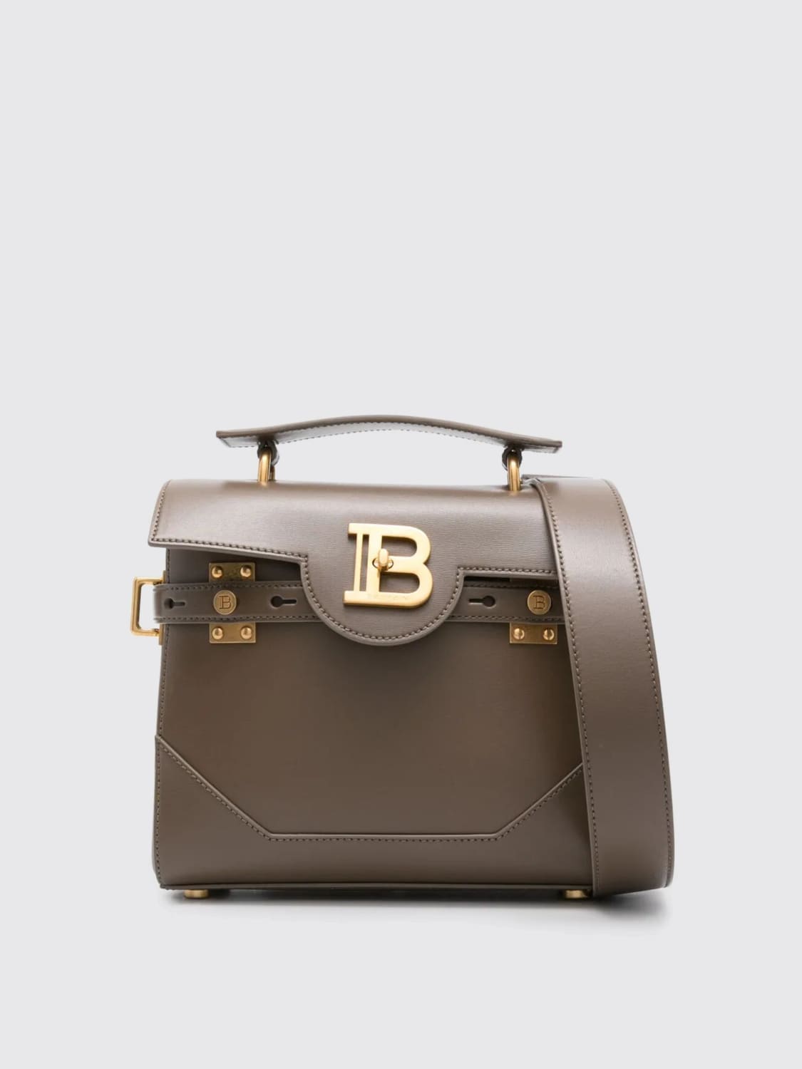 BALMAIN BORSA MINI: Clutch B-Buzz 23 Balmain in pelle , Kaki - Img 1