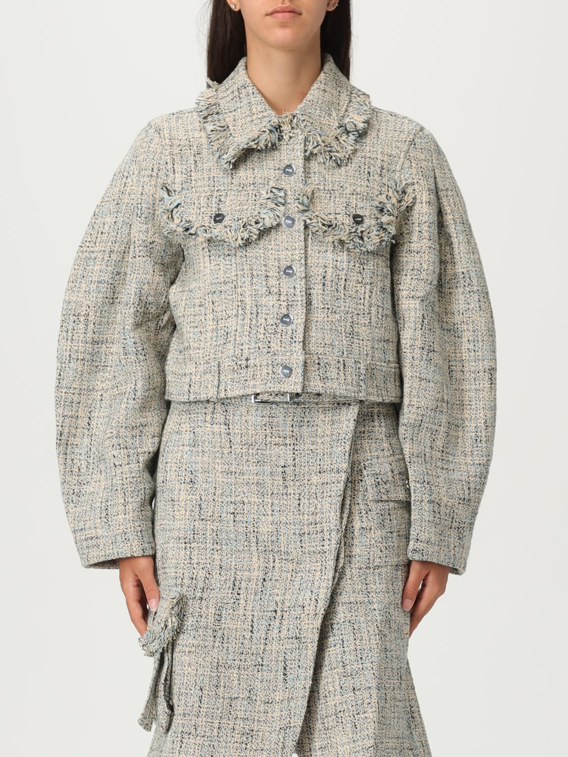 GANNI JACKET: Jacket woman Ganni, Blue - Img 1