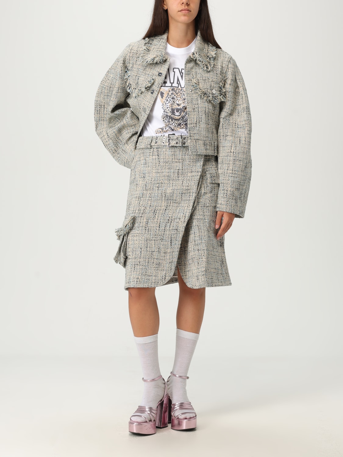 GANNI JACKET: Jacket woman Ganni, Blue - Img 2