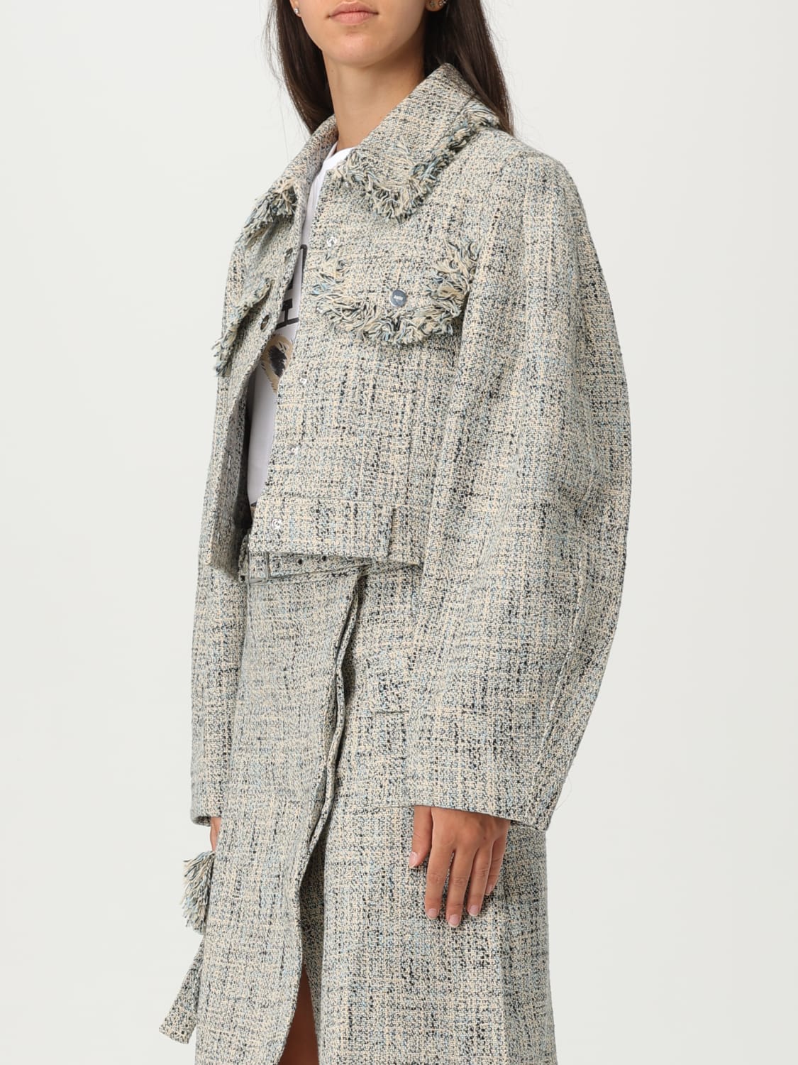 GANNI JACKET: Jacket woman Ganni, Blue - Img 4